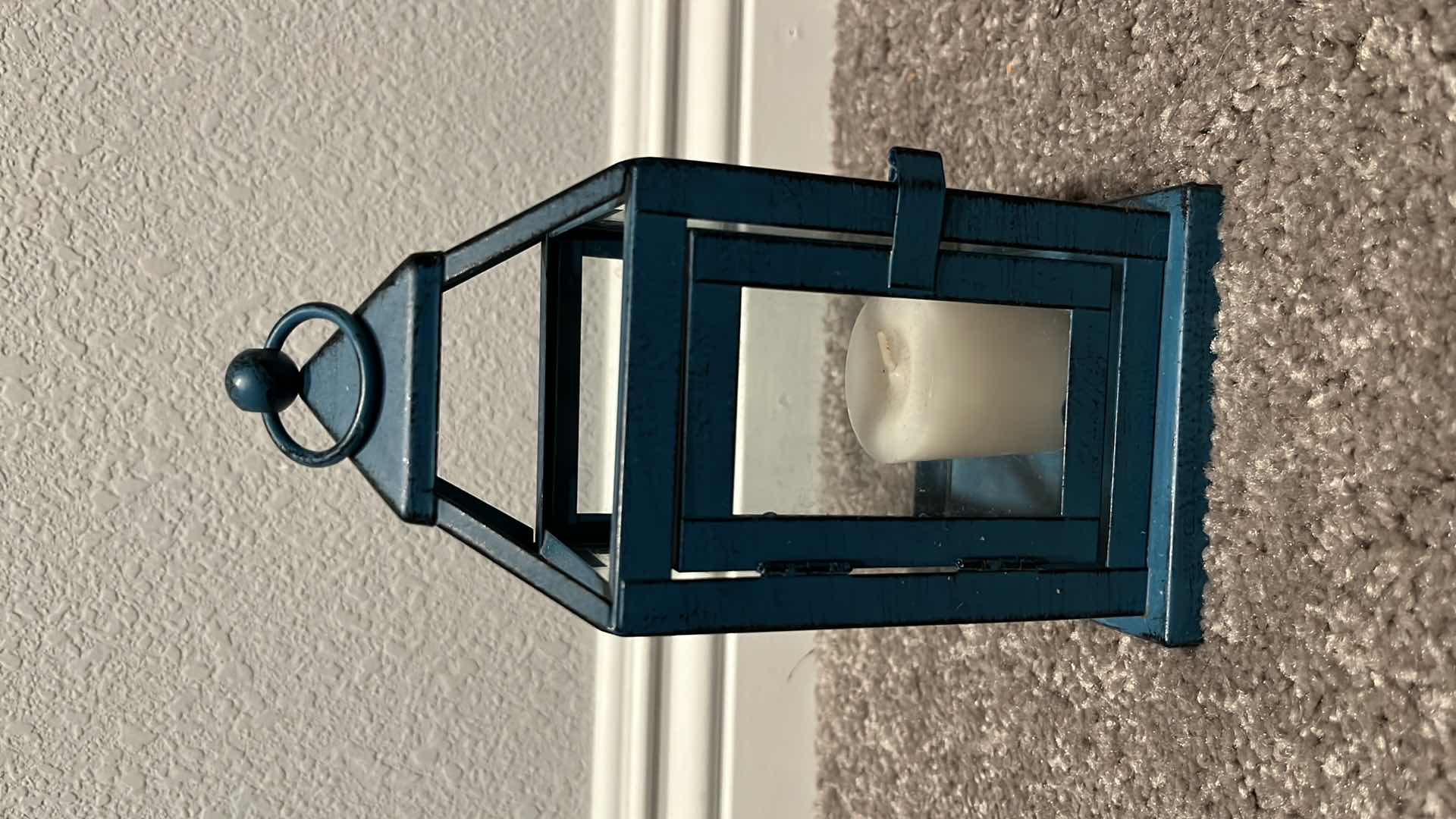 Photo 5 of INDUSTRIAL STYLE BLACK METAL DUAL CANDLE HOLDER & VINTAGE BLUE DISTRESSED LANTERN 4” X 8”