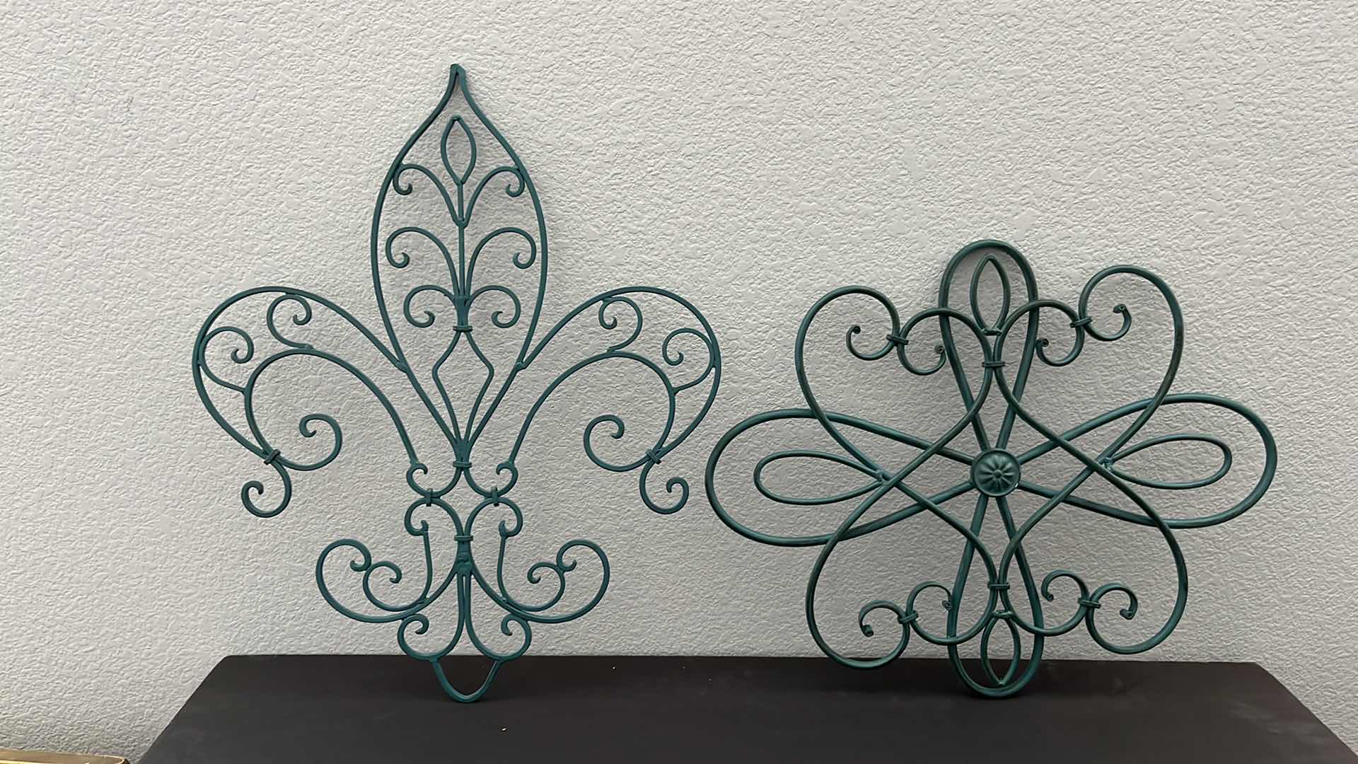 Photo 1 of 2-ORNATE METAL TEAL WALL HANGINGS 16.25” X 20”