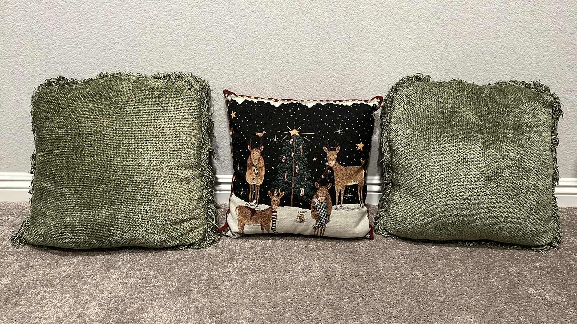 Photo 1 of 3-THROW PILLOWS, CHRISTMAS PILLOW 16” X 16”