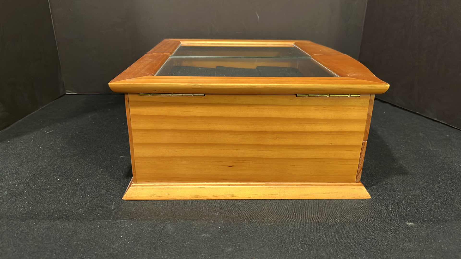 Photo 5 of WOODEN GLASS TOP JEWELRY BOX 10.75”X 14” H5”