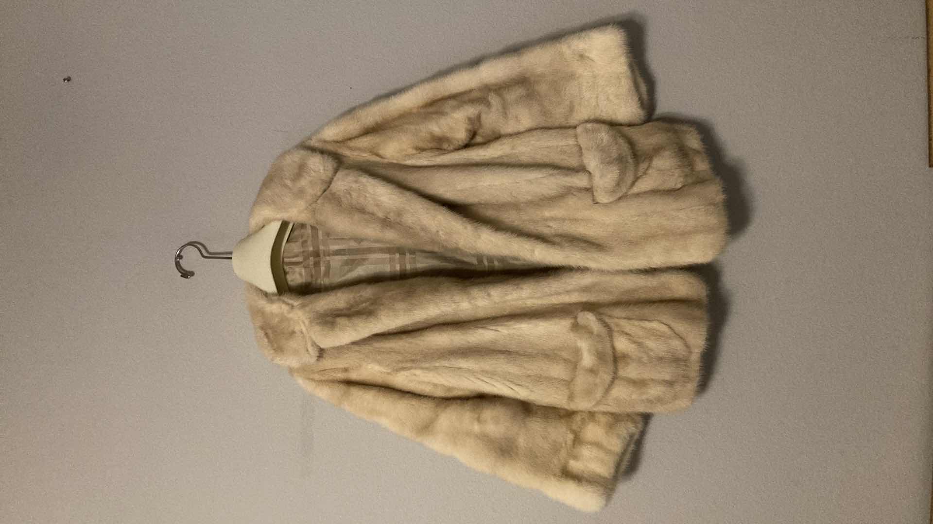 Photo 1 of MINK OFF WHITE FUR COAT WOMENS MED/LG (FAUX)
