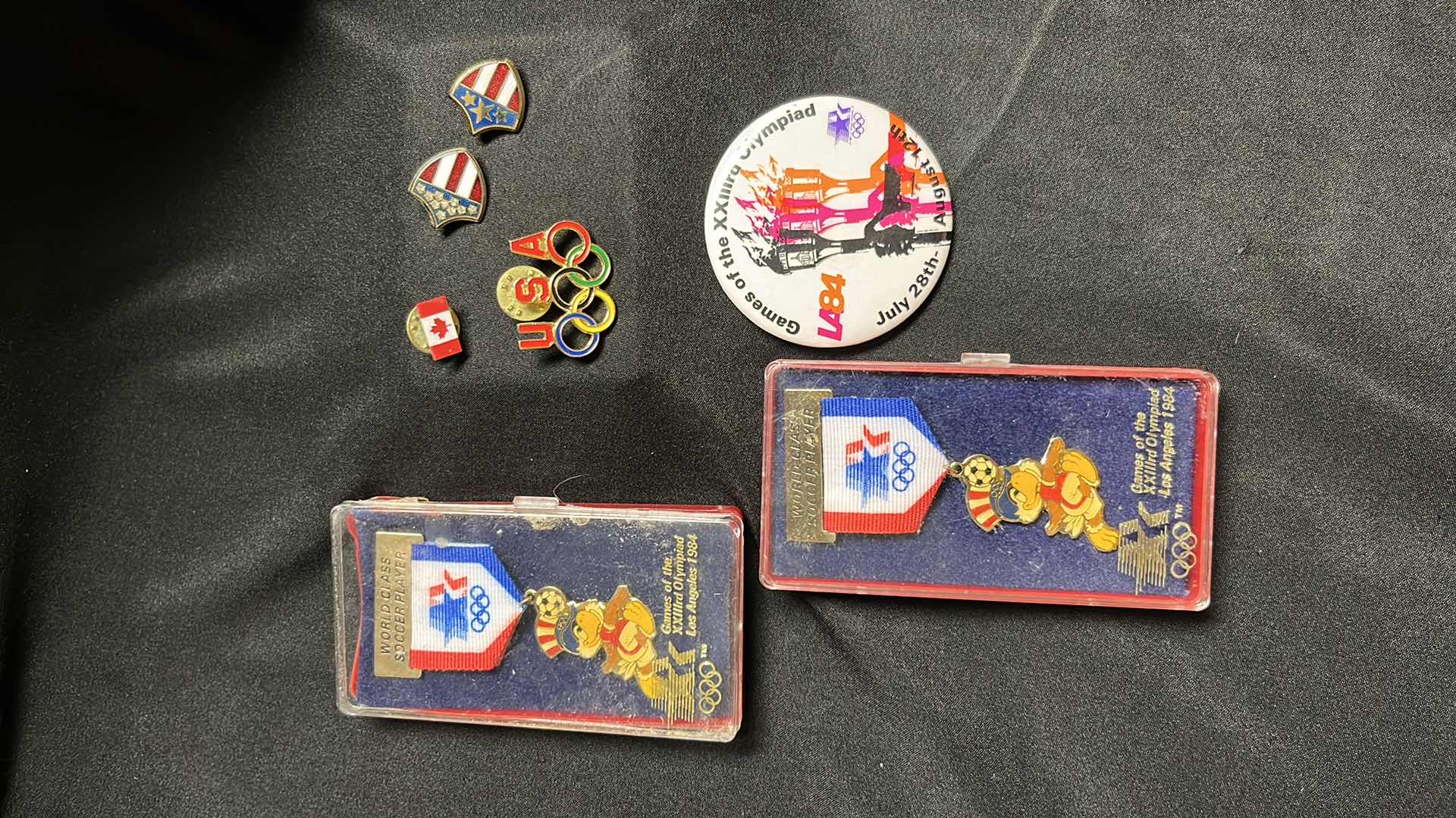 Photo 1 of 7-1984 LOS ANGELES OLYMPICS MEMORABILIA & VARIOUS PINS