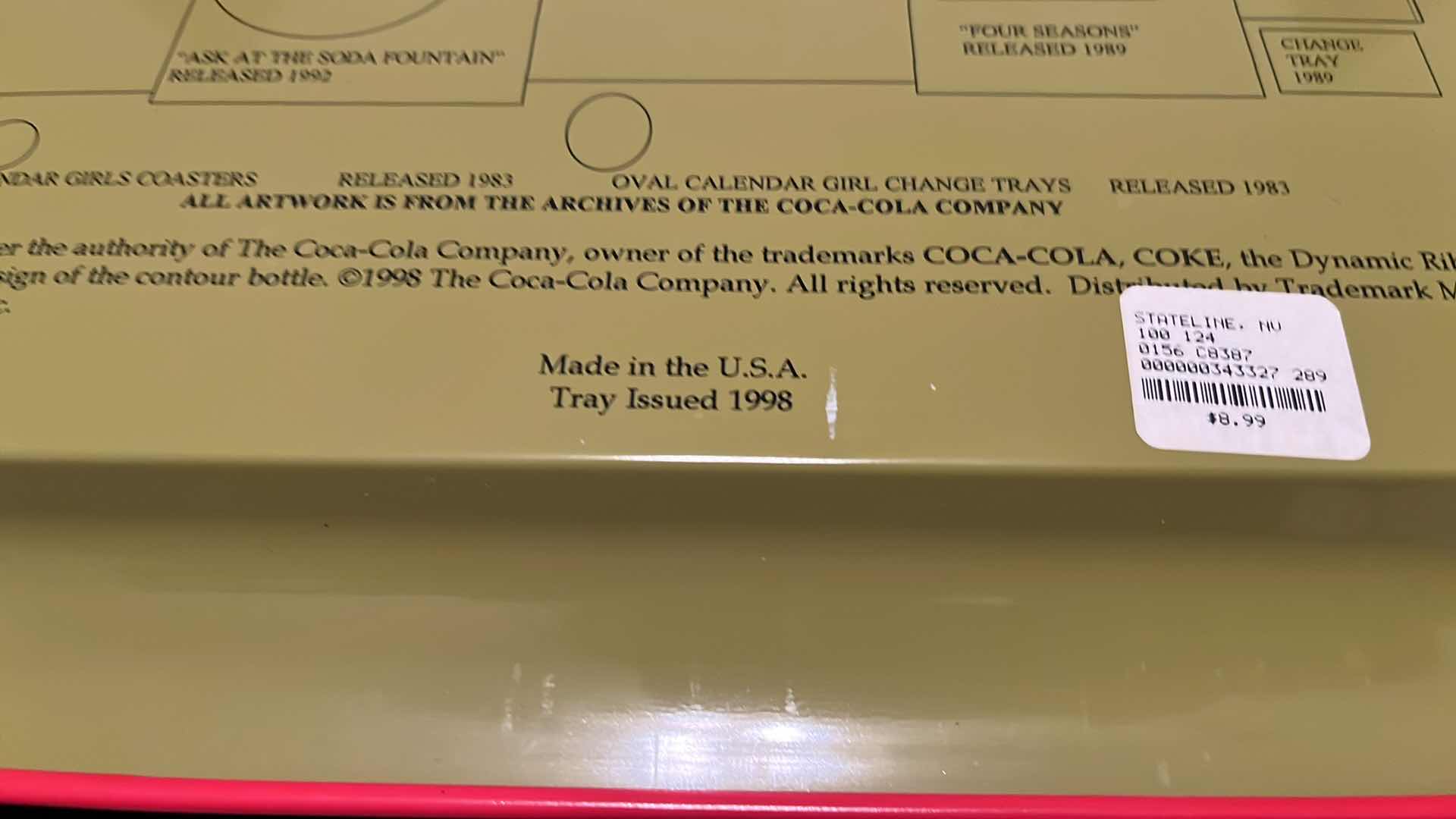 Photo 3 of COCA-COLA BRAND COCA-COLA TIN TRAY, 1998