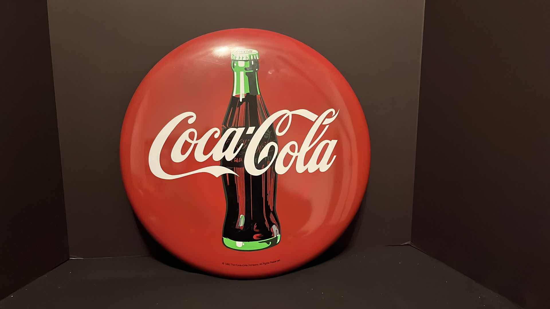 Photo 1 of COCA-COLA TACKER-TYPE SIGN “THE GOOD OLD DAYS” ROUND METAL SIGN 16”, 1990