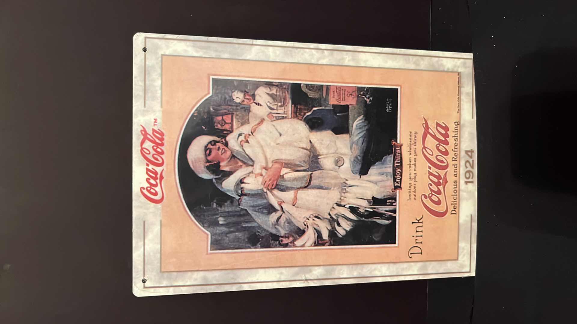 Photo 1 of NIP COCA-COLA VINTAGE STYLE 1924 METAL TIN SIGN 7” X 10.25”