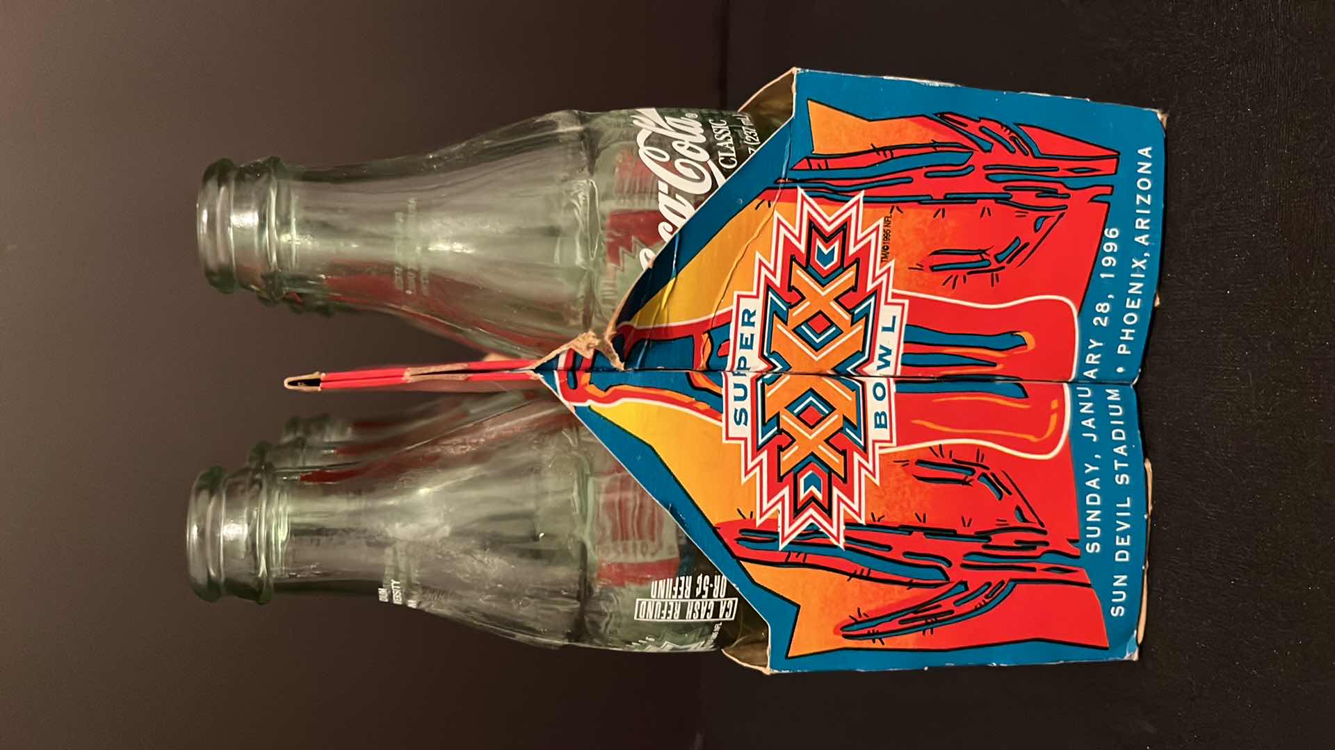 Photo 3 of COCA-COLA COLLECTIBLE SUPER-BOWL XXX PHOENIX ARIZONA LIMITED EDITION 6-PACK EMPTY BOTTLES, 1996