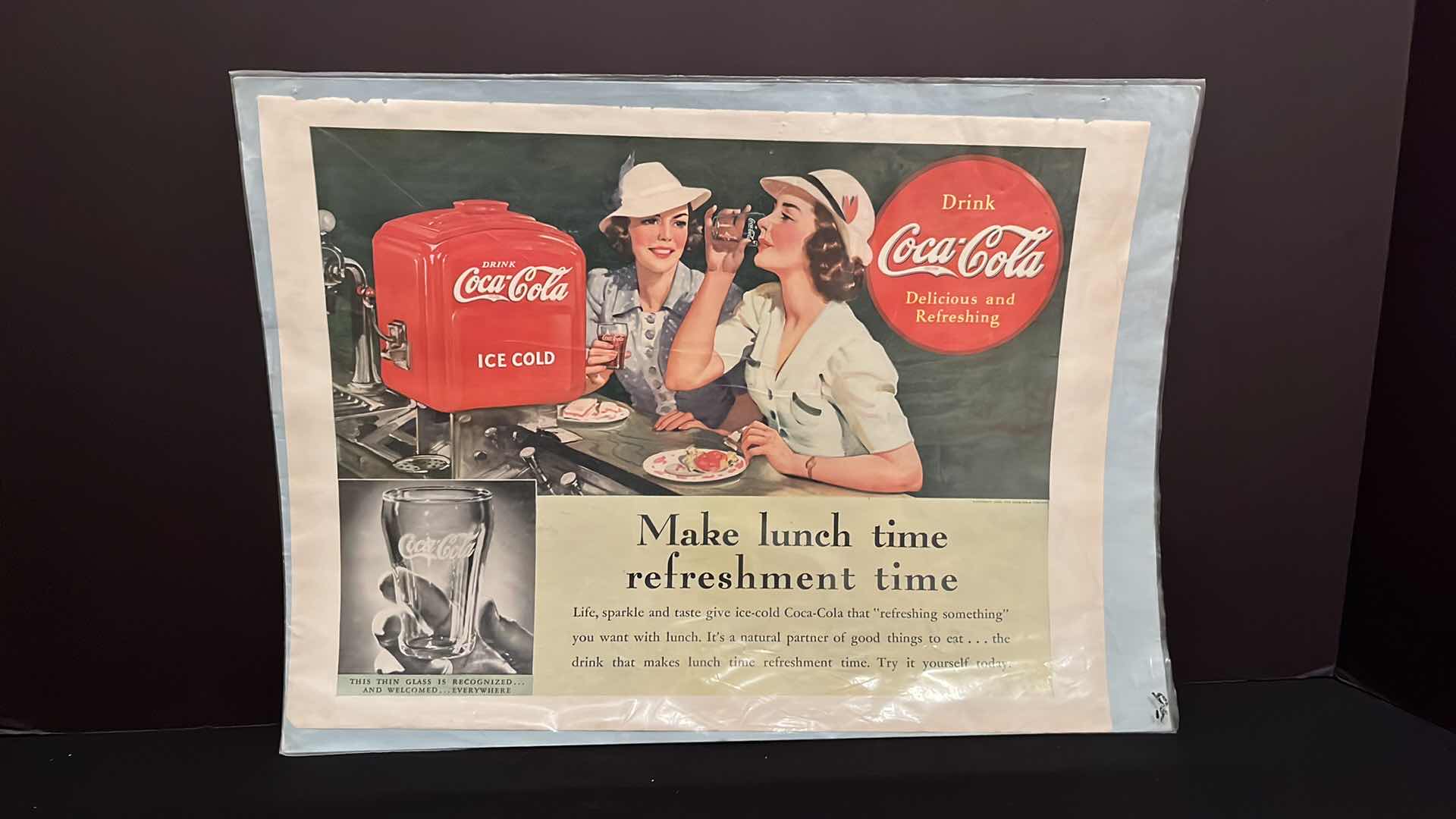 Photo 2 of VINTAGE COCA-COLA MAGAZINE AD PRINTS 1939 & 1943 W COLLECTOR’S GUIDE TO COCA-COLA ITEMS, 1988