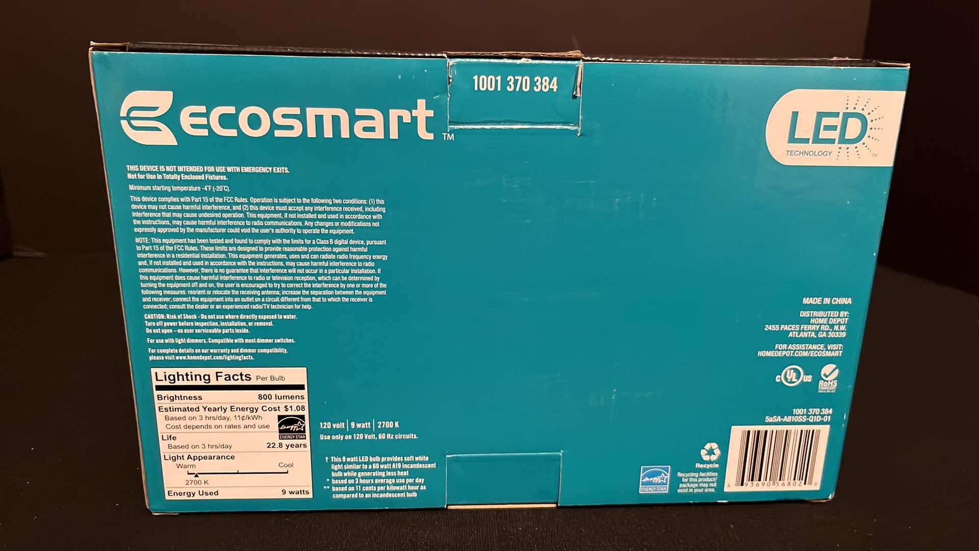Photo 3 of NIB ECOSMART 4-PACK 60W A19 DIMMABLE ENERGY STAR LED LIGHT BULB SOFT WHITE & INTERMATIC AUTOMATIC LIGHT CONTROL DUSK TO DAWN LIGHT SENSING SOCKET CONVERTER, INDOOR/OUTDOOR 150W AT 120 VAC (MODEL NE1C)