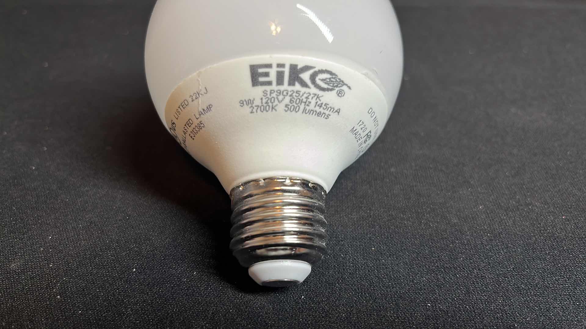 Photo 2 of EIKO 6-GLOBE SHAPED SPIRAL MEDIUM SCREW BASE LIGHT BULBS SP9G25/27K 9W 120V