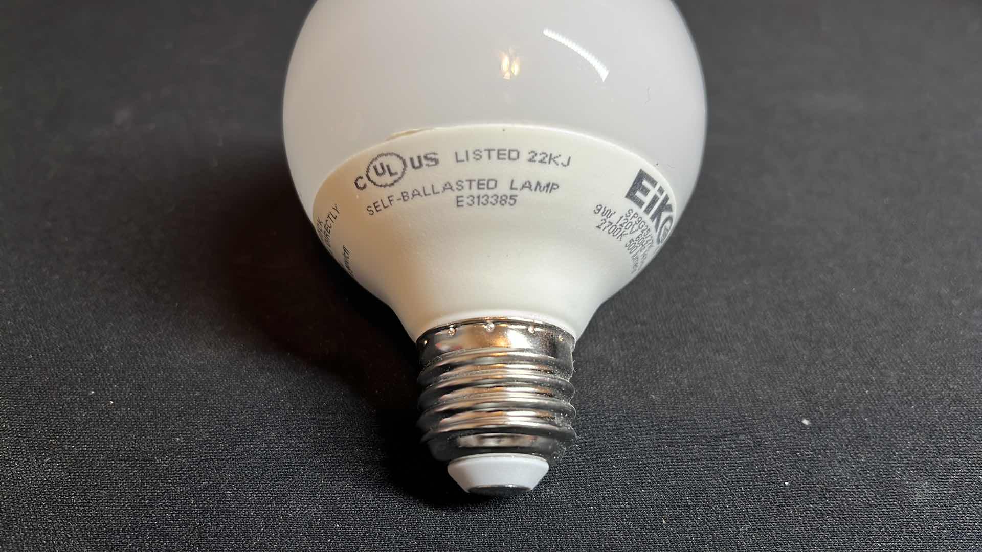 Photo 4 of EIKO 6-GLOBE SHAPED SPIRAL MEDIUM SCREW BASE LIGHT BULBS SP9G25/27K 9W 120V