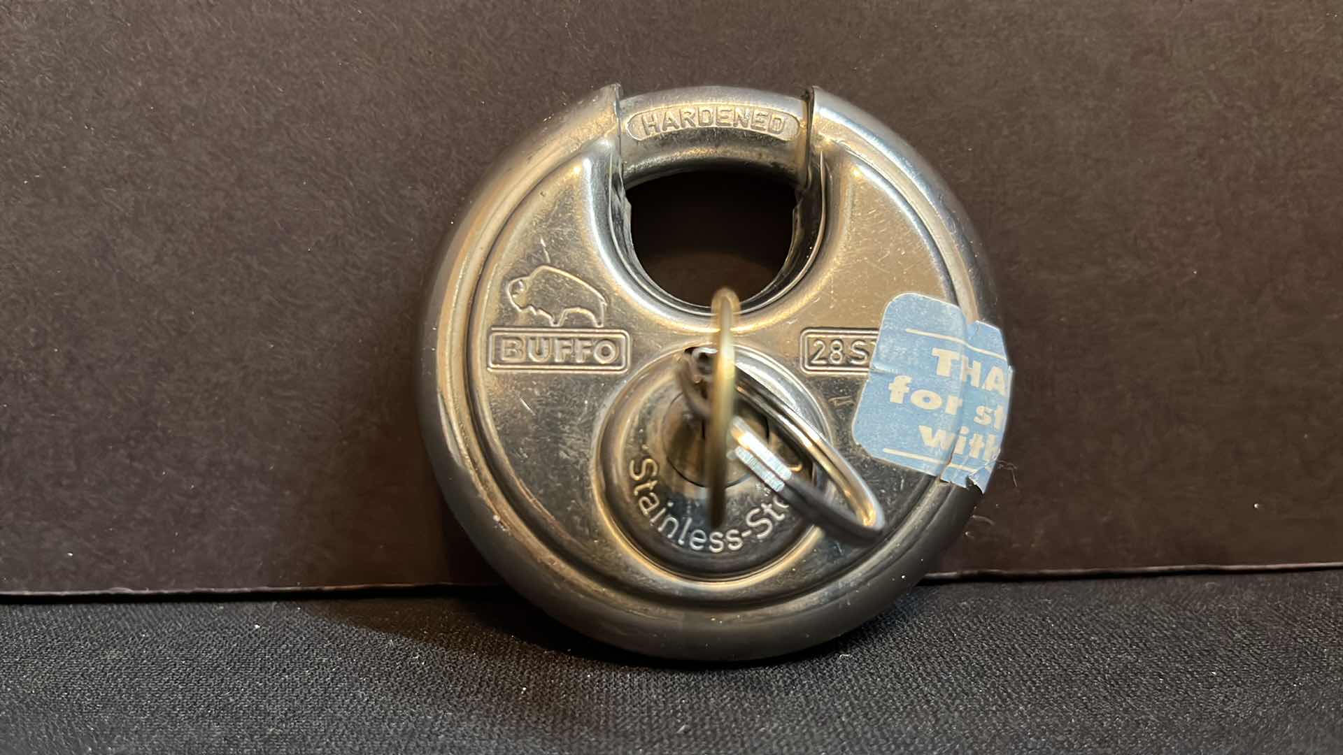 Photo 6 of BELL BIKE LOCK W KEY, MASTER STAINLESS STEEL CASE COMBINATION LOCK W/COMBINATION TAG ON BACK & BUFFO STAINLESS STEEL DISKUS PADLOCK W KEY