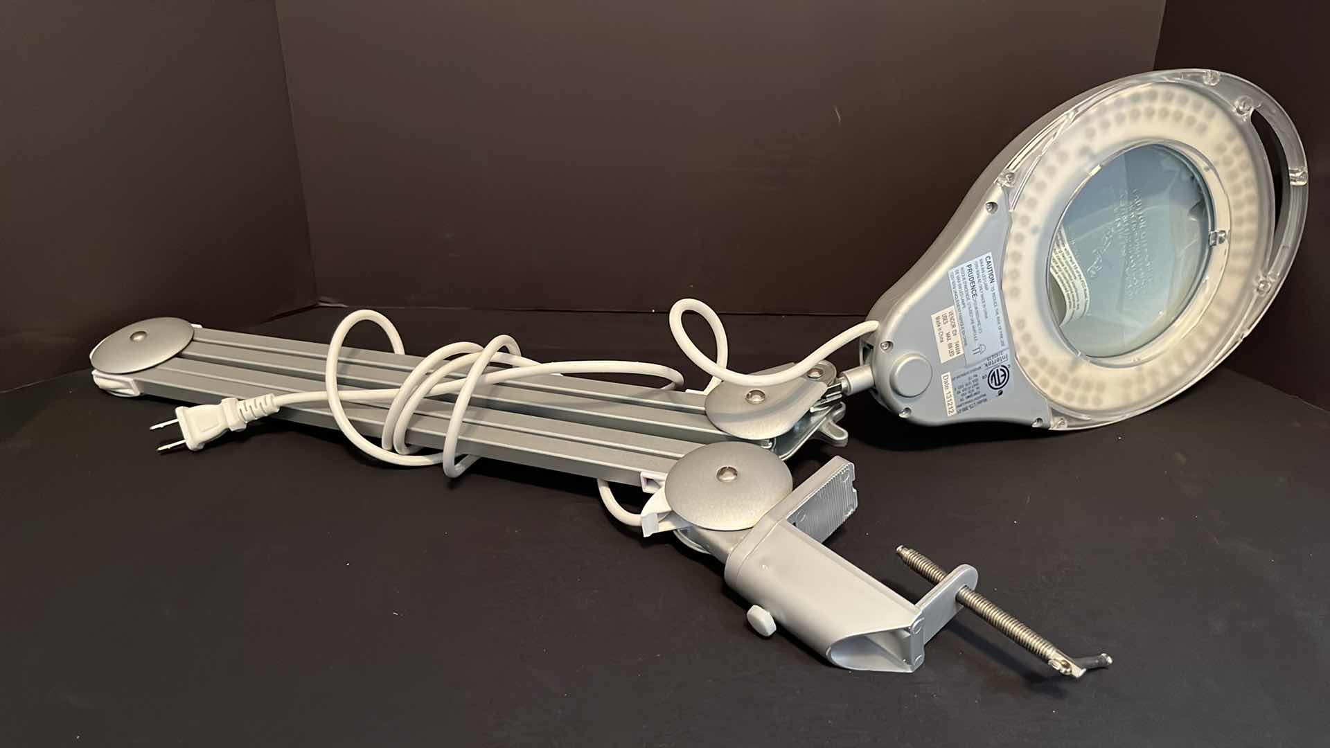 Photo 1 of INTERTEK 38” SWING ARM, CLAMP-ON LED SILVER MAGNIFYING TASK LIGHT (MODEL LTS36001)