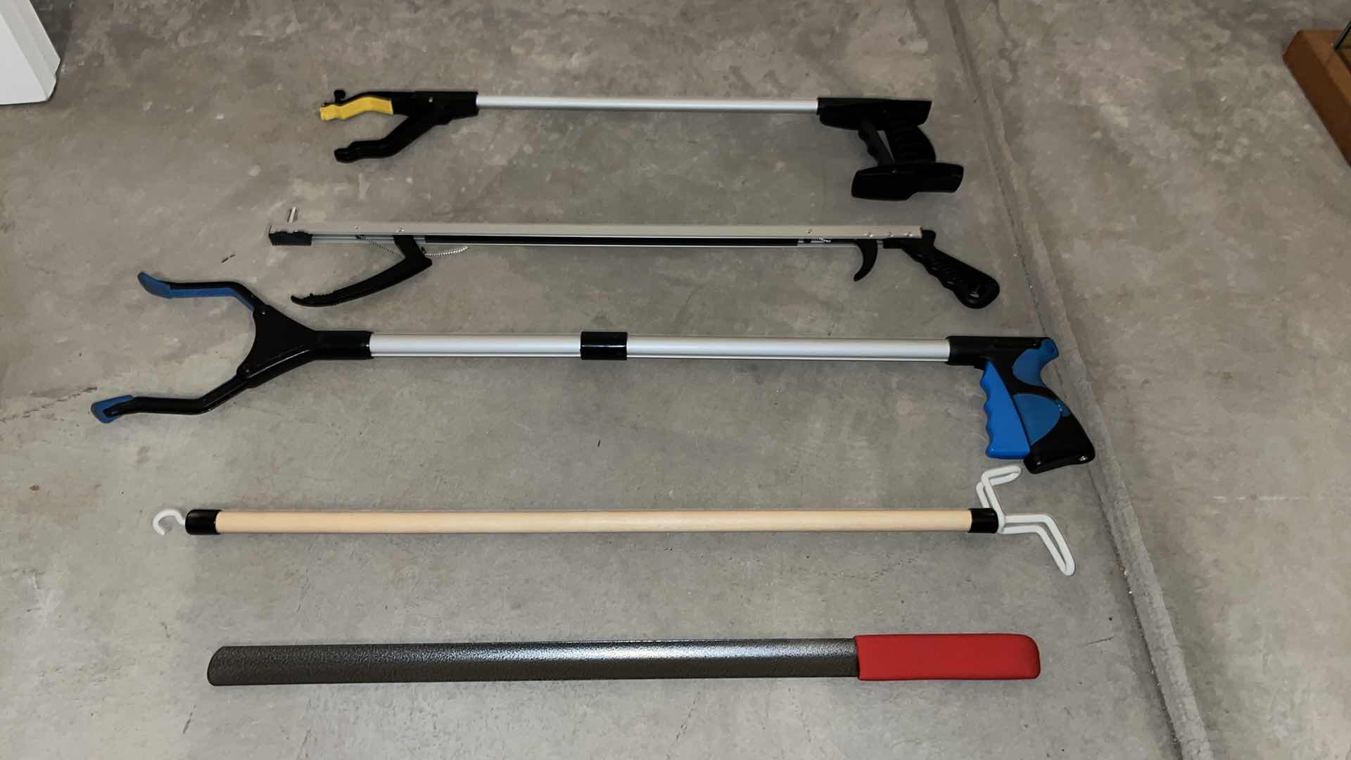 Photo 1 of ADAPTIVE TOOLS FOR DISABLED, 3-MEDICAL REACHERS/GRIPPERS 24.5”-31.5”(TWO ARE MAGNETIC), DRESSING AID STICK & EASY SLIDER SHOEHORN 23.5”