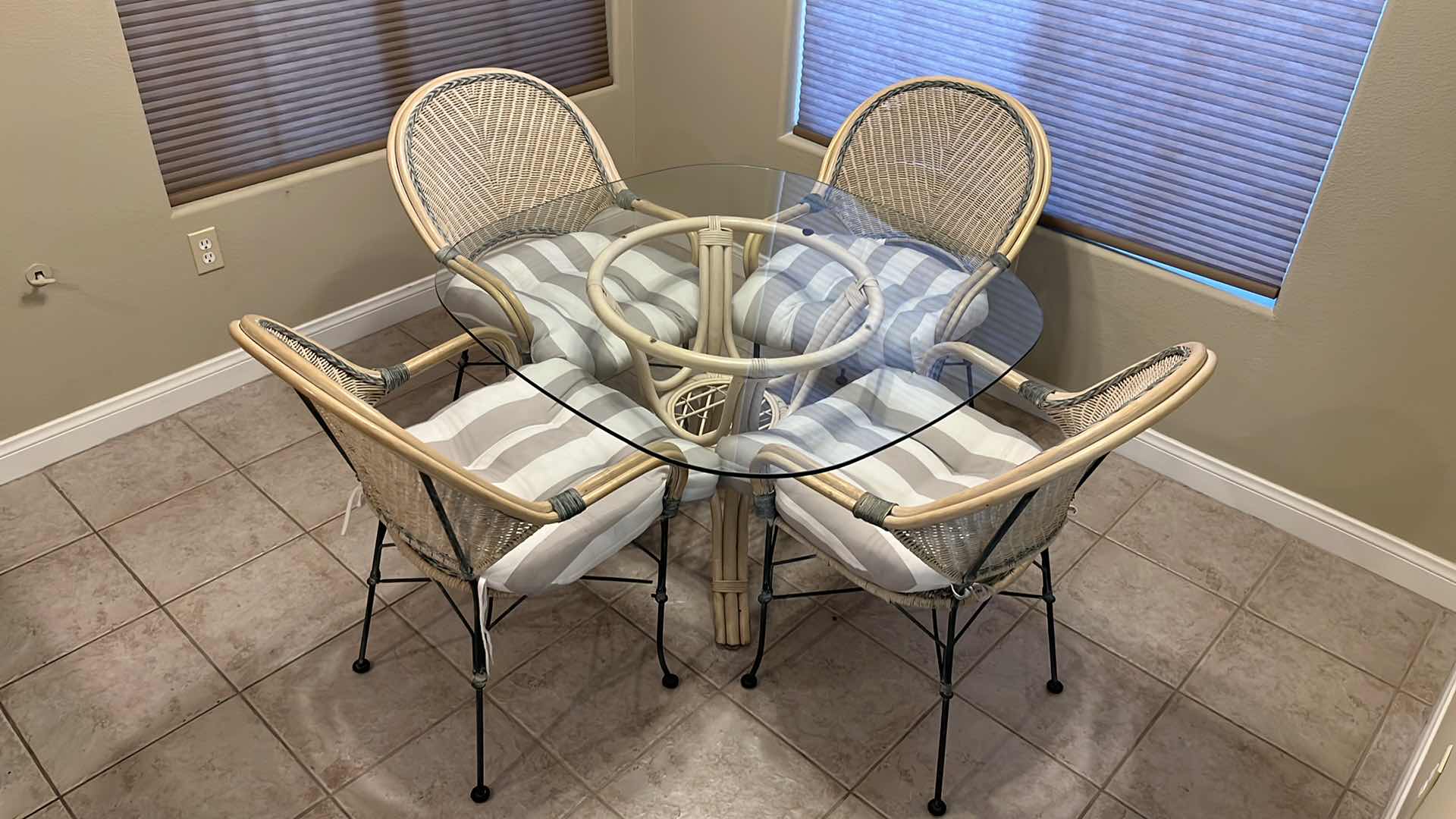 Photo 1 of WICKER & GLASS TOP DINING SET