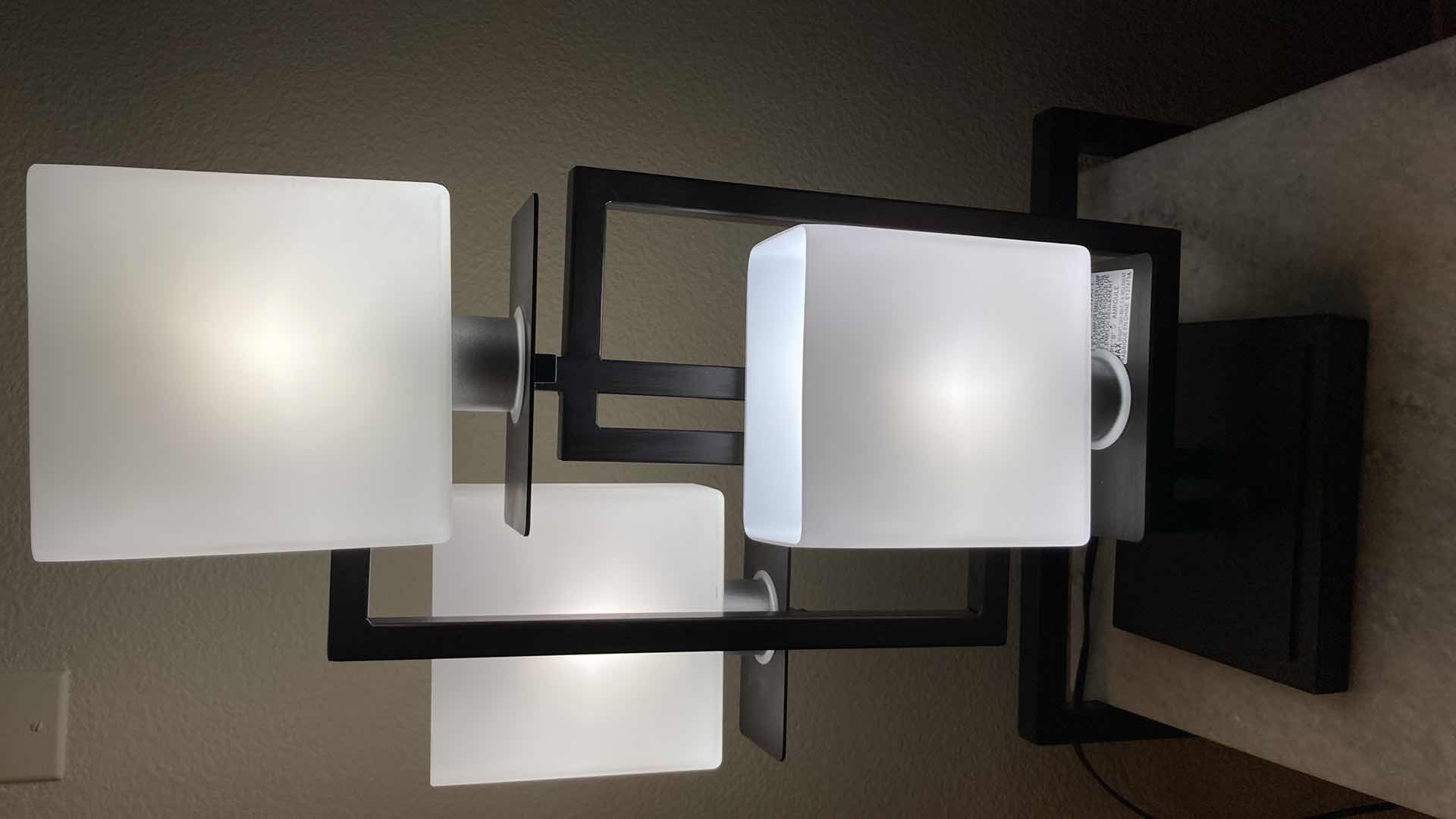 Photo 1 of EURO DESIGN LIGHTING WHITE GLASS SHADE METAL BASE TABLE LAMP 13” X 7” H26”