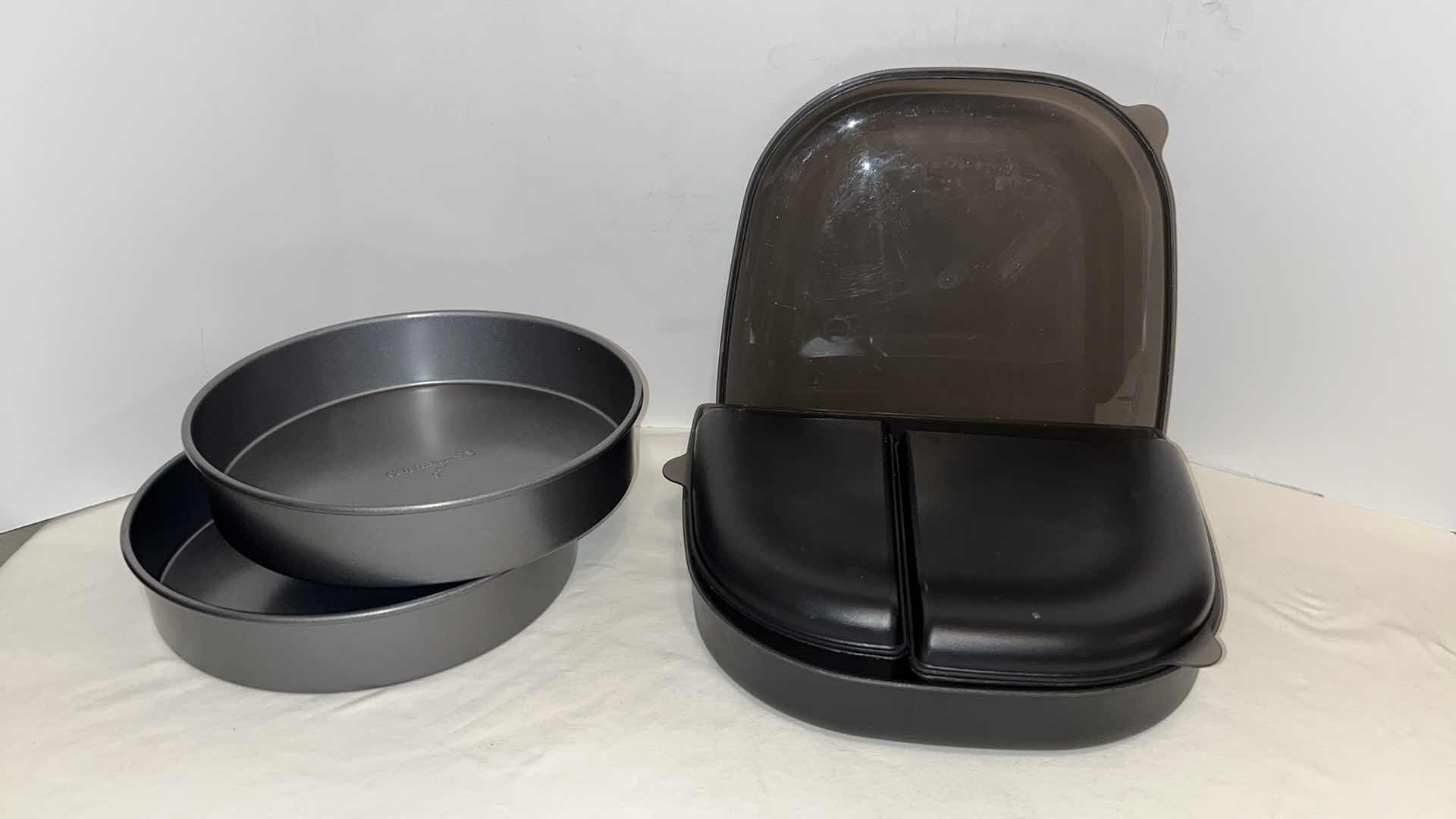 Photo 1 of CALPHALON 9” ROUND BAKING PANS (2) & STORAGE CONTAINERS