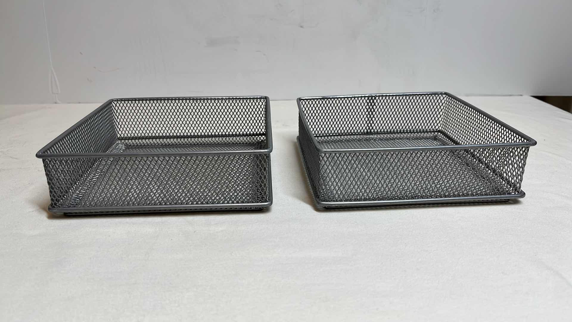 Photo 5 of PEWTER & WICKER BASKET W OFFICE ORGANIZER TRAYS (2)