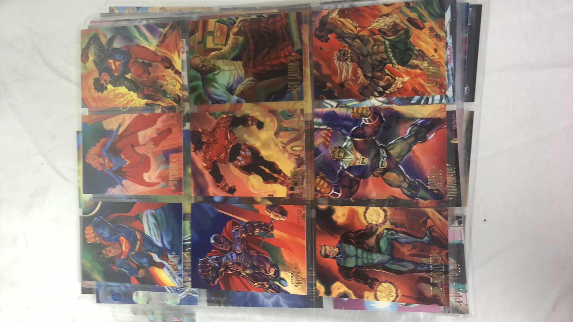 Photo 1 of APPROX 95 SKYBOX DC SUPER HERO TRADING CARDS COMPLETE SET IN SLEEVES NEAR PERFECT CONDITION