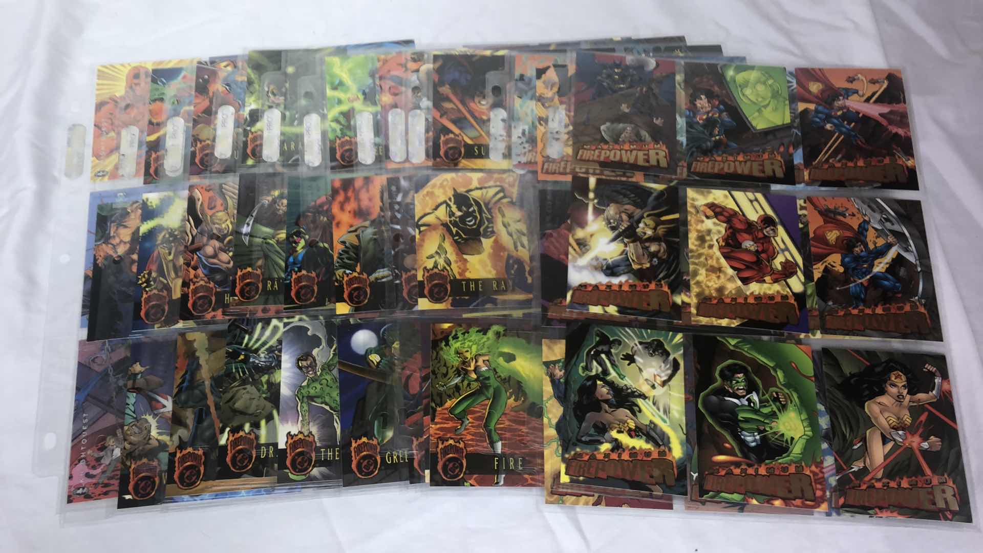 Photo 3 of APPROX 95 MAXIMUM FIREPOWER DC HEROES TRADING CARDS NEAR COMPLETE SET IN SLEEVES NEAR PERFECT CONDITION
