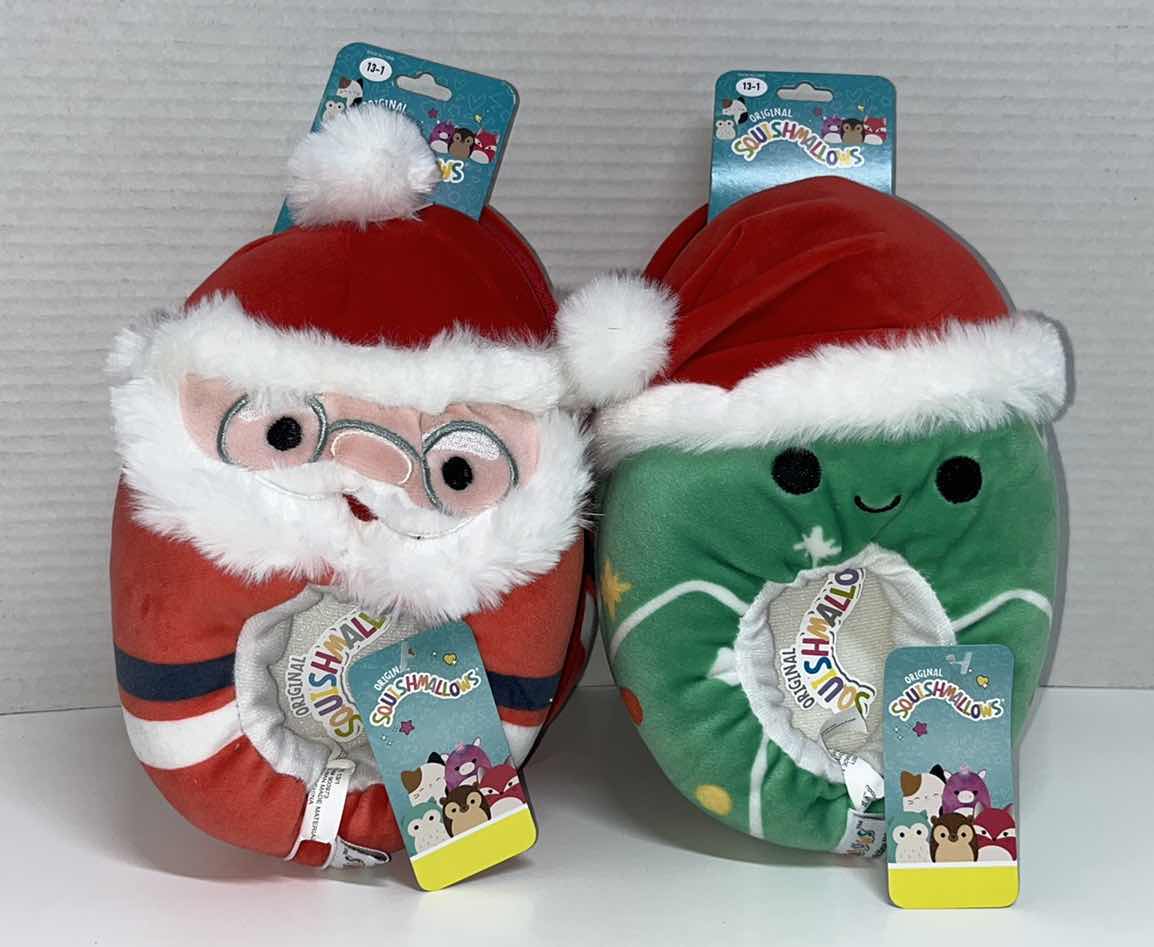 Photo 1 of KELLYTOY SQUISHMALLOWS PLUSH KIDS SLIPPERS, SANTA/CHRISTMAS TREE SIZE 13-1 (2)