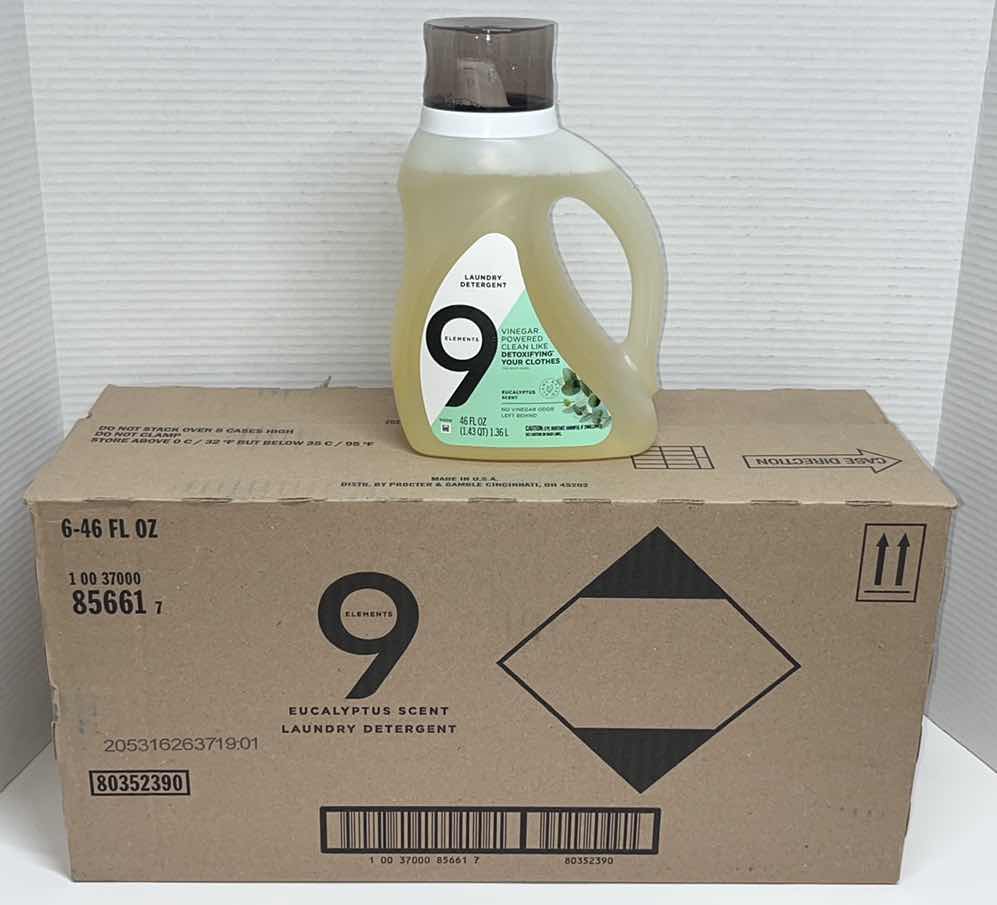 Photo 1 of NEW 9 ELEMENTS EUCALYPTUS SCENTED LAUNDRY DETERGENT, 46 OZ (CASE OF 6)