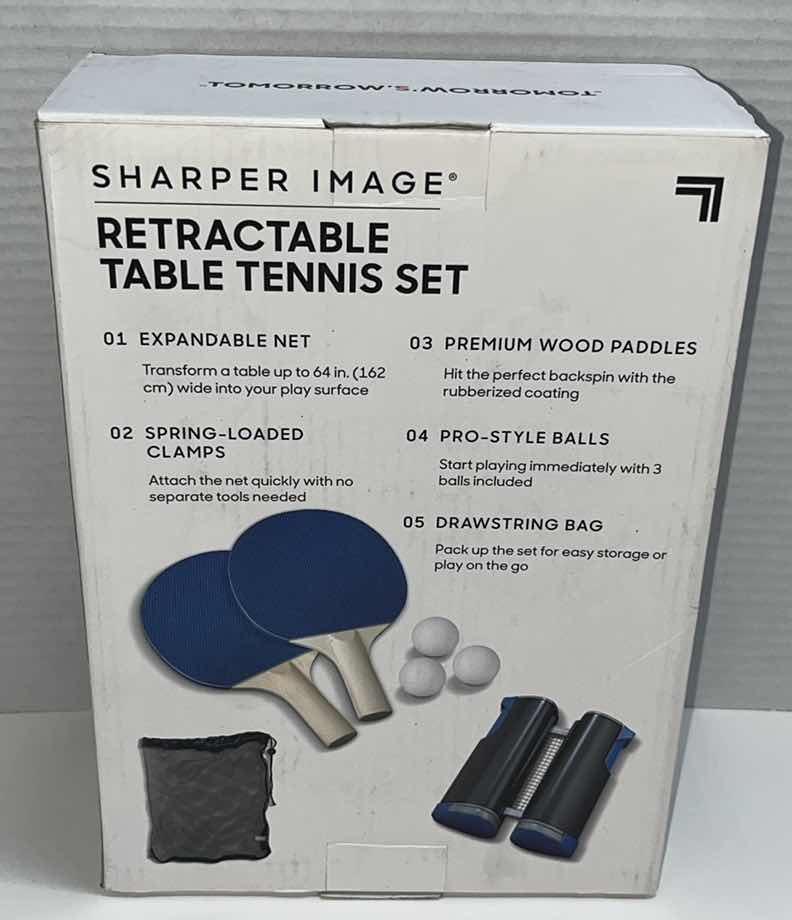 Photo 3 of NEW SHARPER IMAGE RETRACTABLE TABLE TENNIS SET (1)