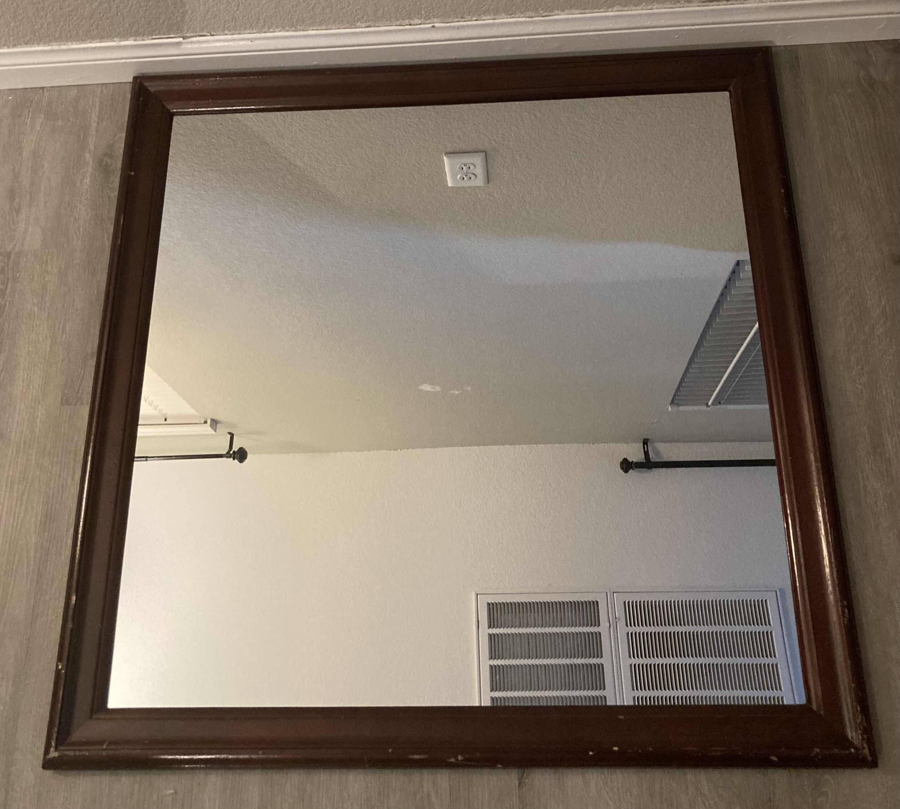 Photo 1 of ASHLEYS FURNITURE WOOD FRAME BEDROOM MIRROR 38” X 38”