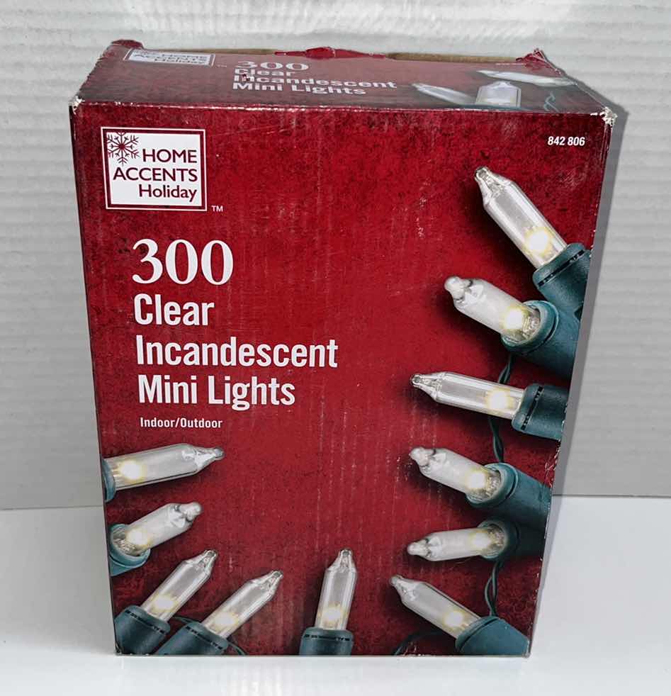 Photo 1 of NEW HOME ACCENTS HOLIDAY 300 CLEAR INCANDESCENT MINI LIGHTS #842806 (3)