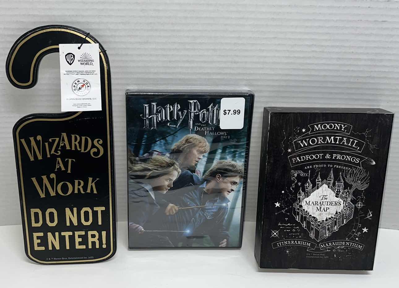 Photo 1 of NEW HARRY POTTER AND THE DEATHLY HALLOWS PART 1 DVD, DOOR HANGER &  WOOD DECOR (3)