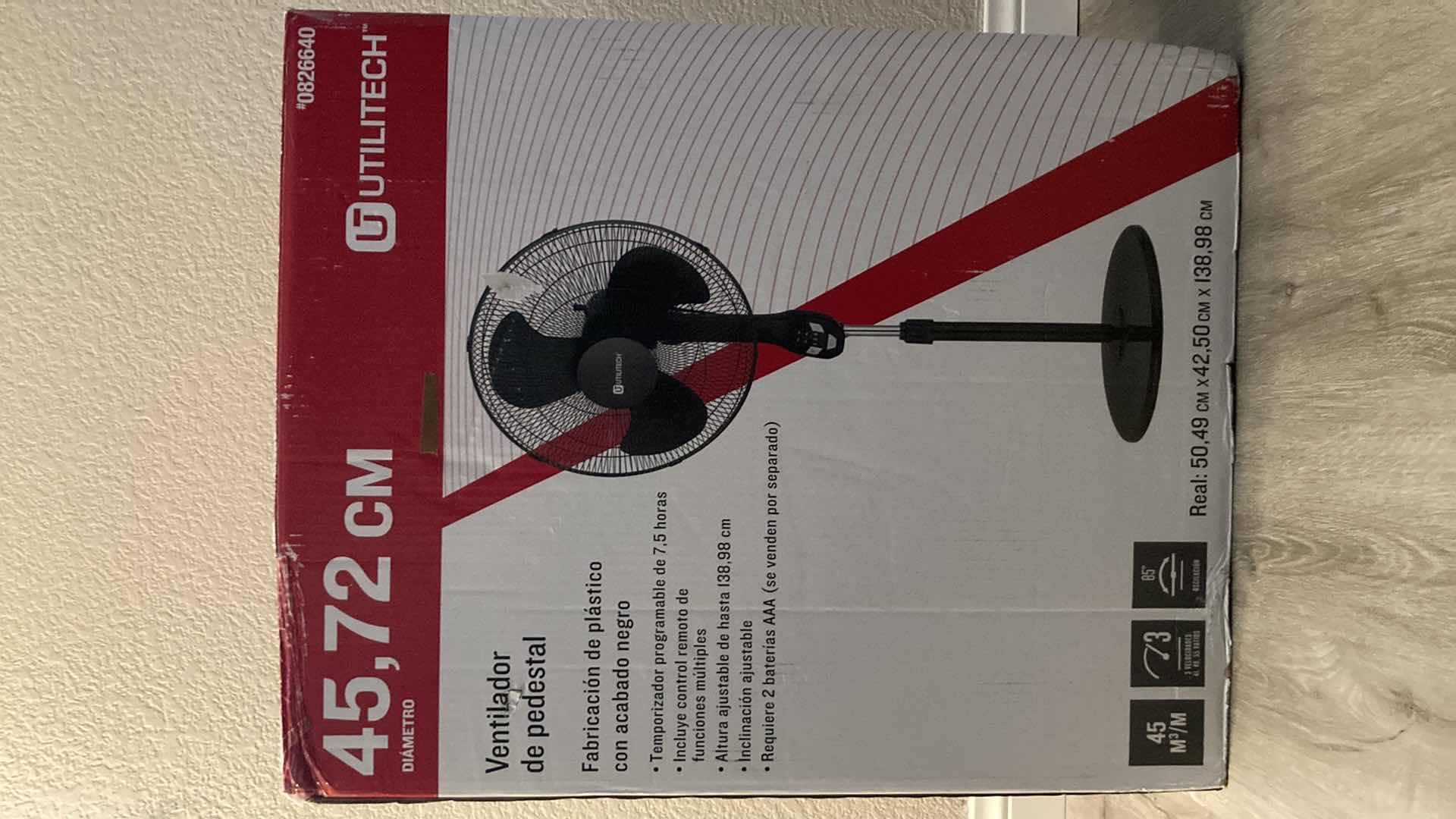 Photo 3 of NEW UTILITECH BLACK PEDESTAL FAN W REMOTE AAA BATTERIES REQUIRED