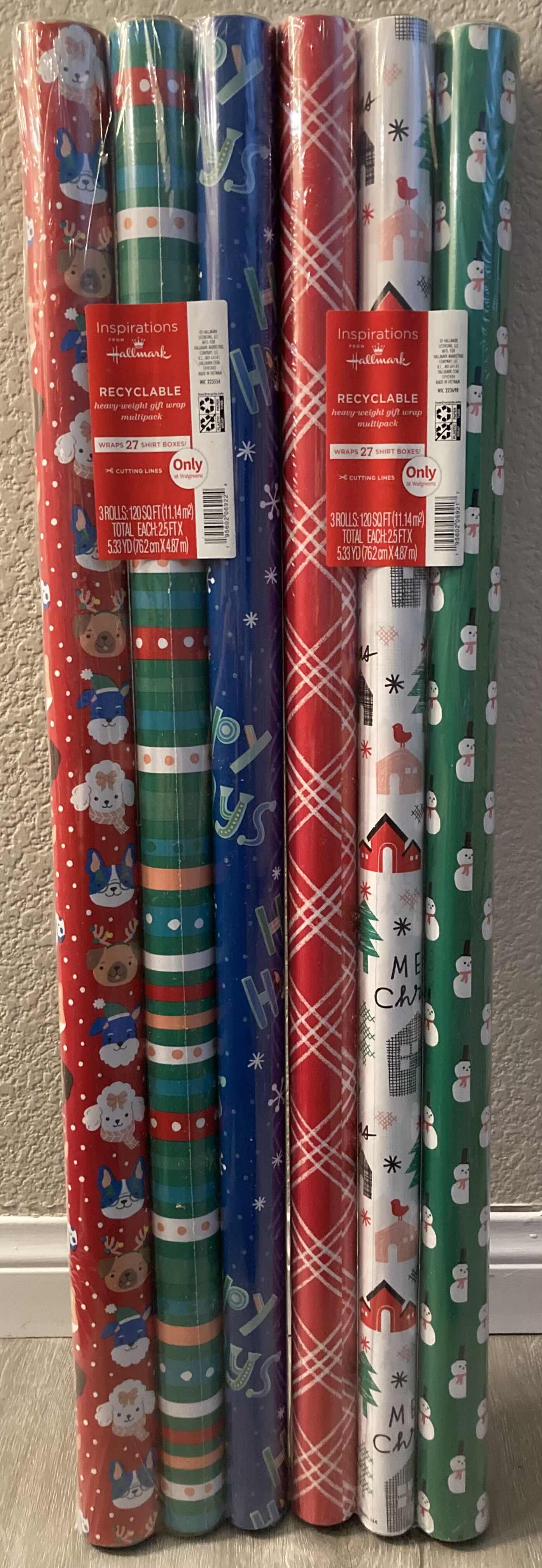 Photo 1 of NEW INSPIRATIONS FROM HALLMARK RECYCLABLE HEAVYWEIGHT GIFT WRAP 3PACK 120SQFT (2)