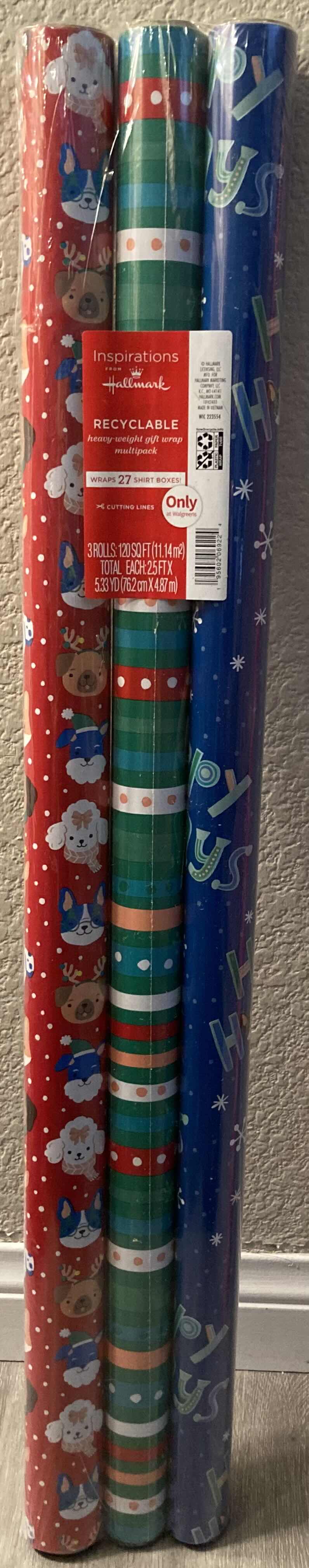 Photo 2 of NEW INSPIRATIONS FROM HALLMARK RECYCLABLE HEAVYWEIGHT GIFT WRAP 3PACK 120SQFT (2)