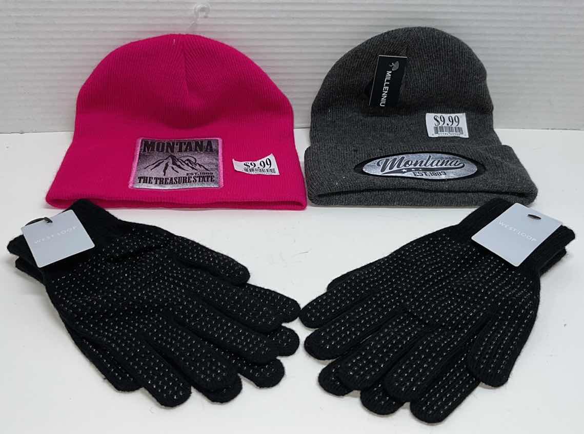 Photo 1 of NEW 2-MONTANA BEANIES PINK/GREY & 2-GRIPPER GLOVES