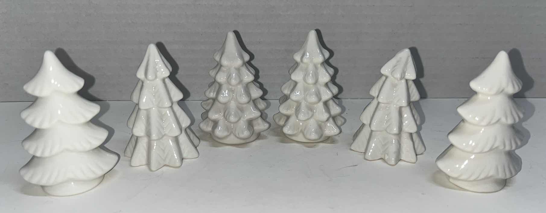 Photo 2 of CERAMIC CHRISTMAS TABLE DECOR, 6 CHRISTMAS TREES AND THE LETTER C CERAMIC DISH