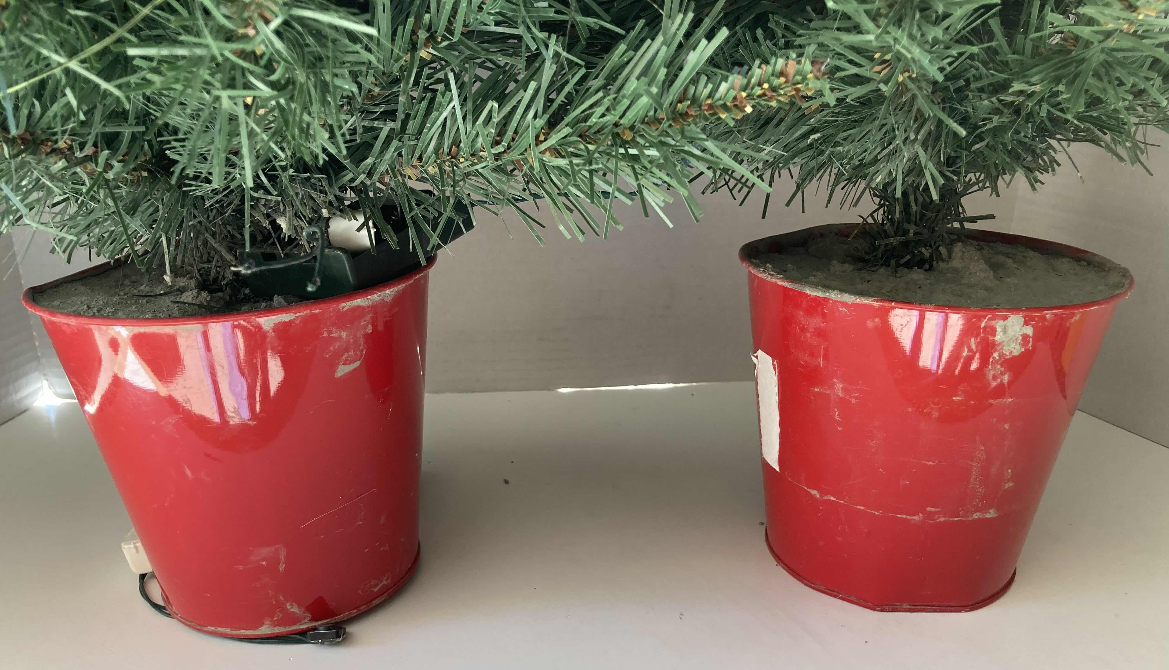 Photo 3 of MINI CHRISTMAS TREES W CEMENTED TIN POT 14” X 26”