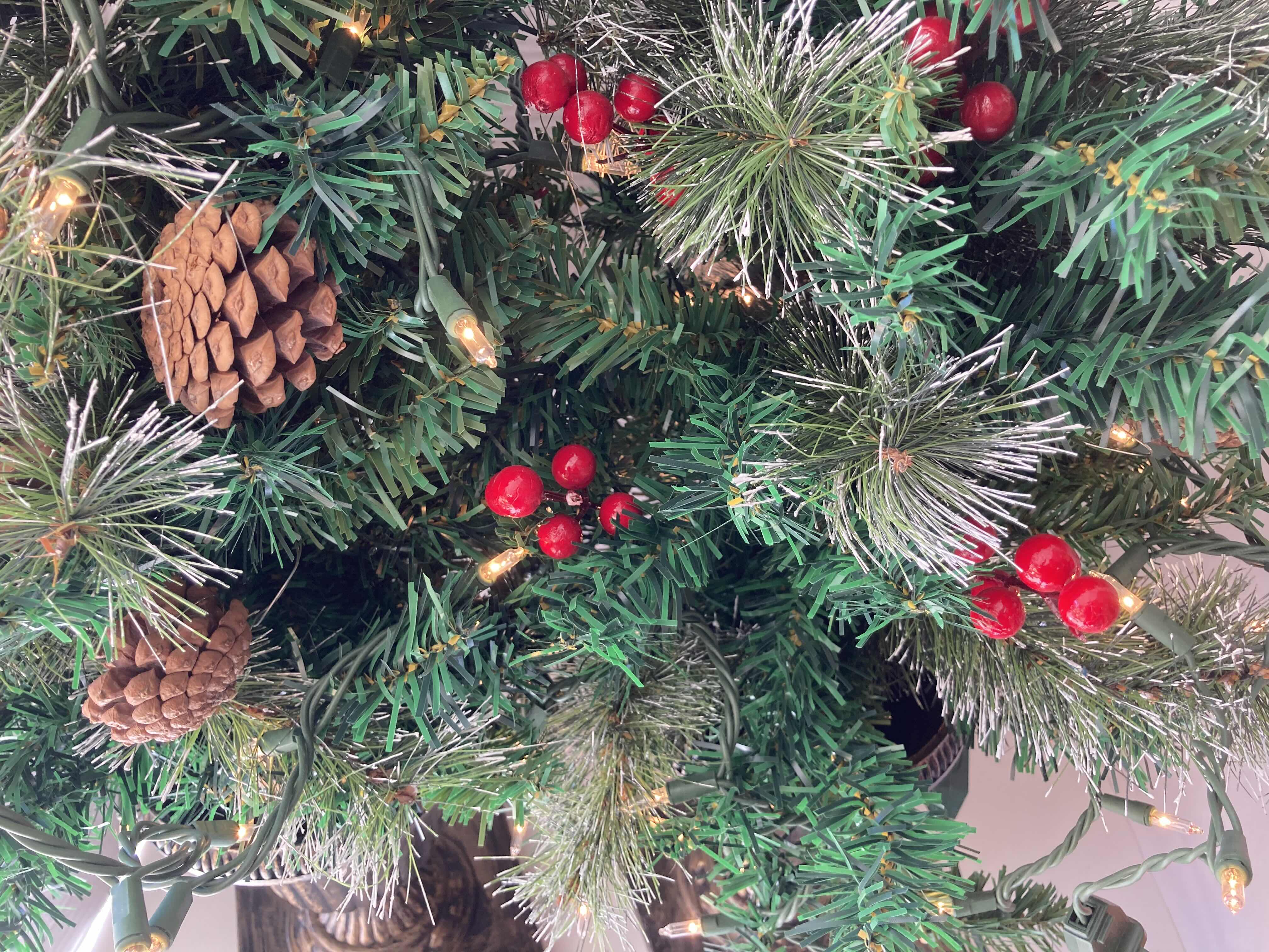 Photo 3 of MINI LIGHT UP CHRISTMAS TREES W AGED BRONZE PLASTIC POTS (2) 12” X 32”
