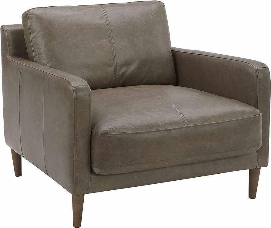 Photo 1 of NEW RIVET MODERN DEEP LEATHER GRAY ACCENT CHAIR