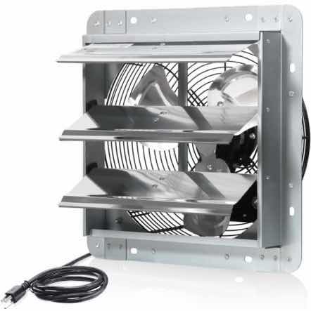 Photo 1 of NEW KEN BROWN 12” WALL MOUNTED SHUTTER EXHAUST FAN, ALUMINUM W 1.65 METERS POWER CORD KIT MODEL X002M63JEF