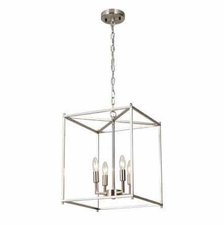 Photo 1 of BRUSHED NICKEL 4-LIGHT FOYER CHANDELIER 12.6” X 12.6” H15” MODEL X003CHVQ4X