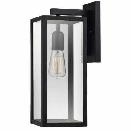 Photo 1 of NEW GLOBE ELECTRIC BOWERY 1-LIGHT INDOOR/OUTDOOR WALL SCONCE, MATTE BLACK FINISH W CLEAR GLASS PANES MODEL 44314