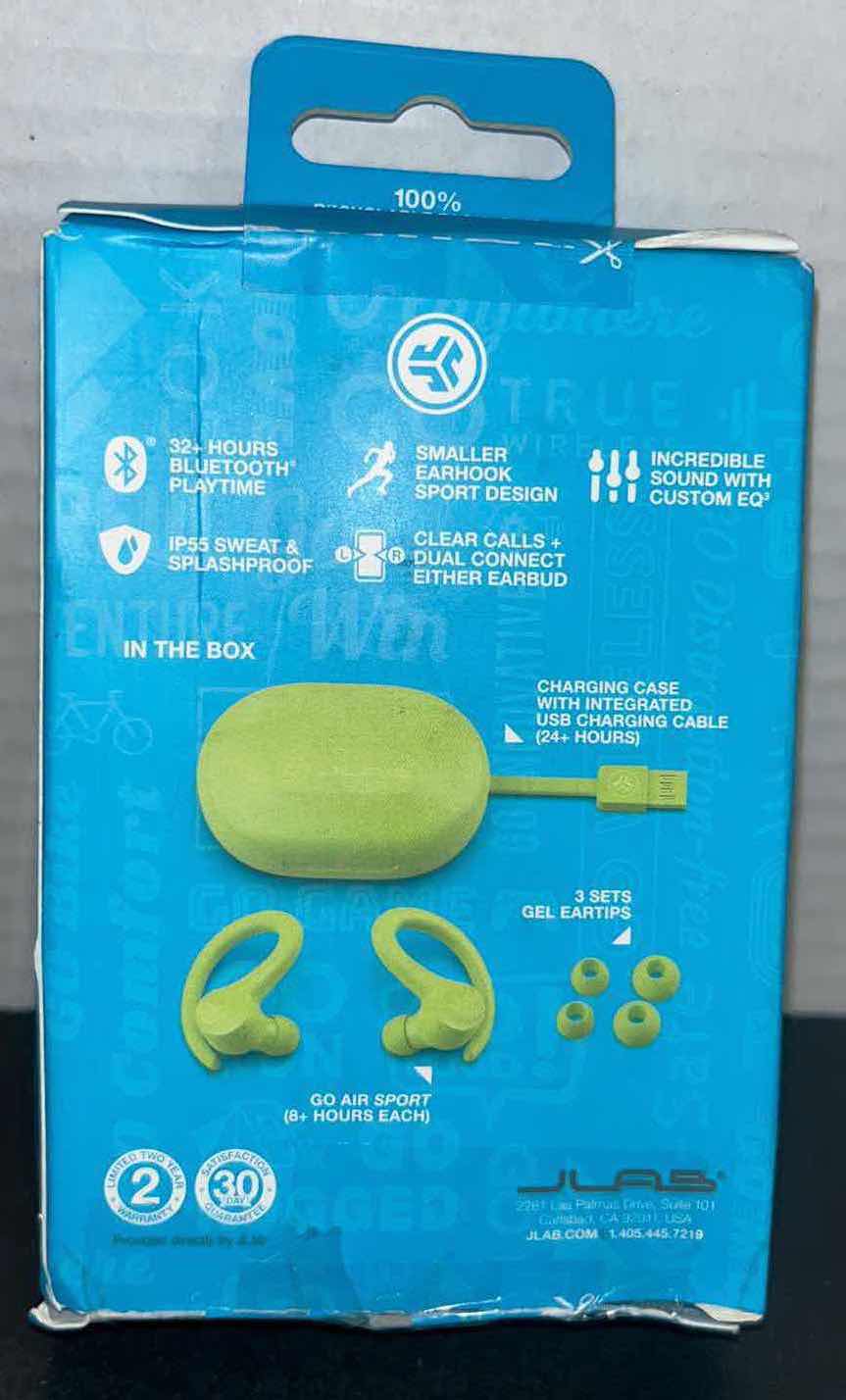 Photo 3 of NEW JLAB GO AIR SPORT TRUE WIRELESS EARBUDS, NEON YELLOW