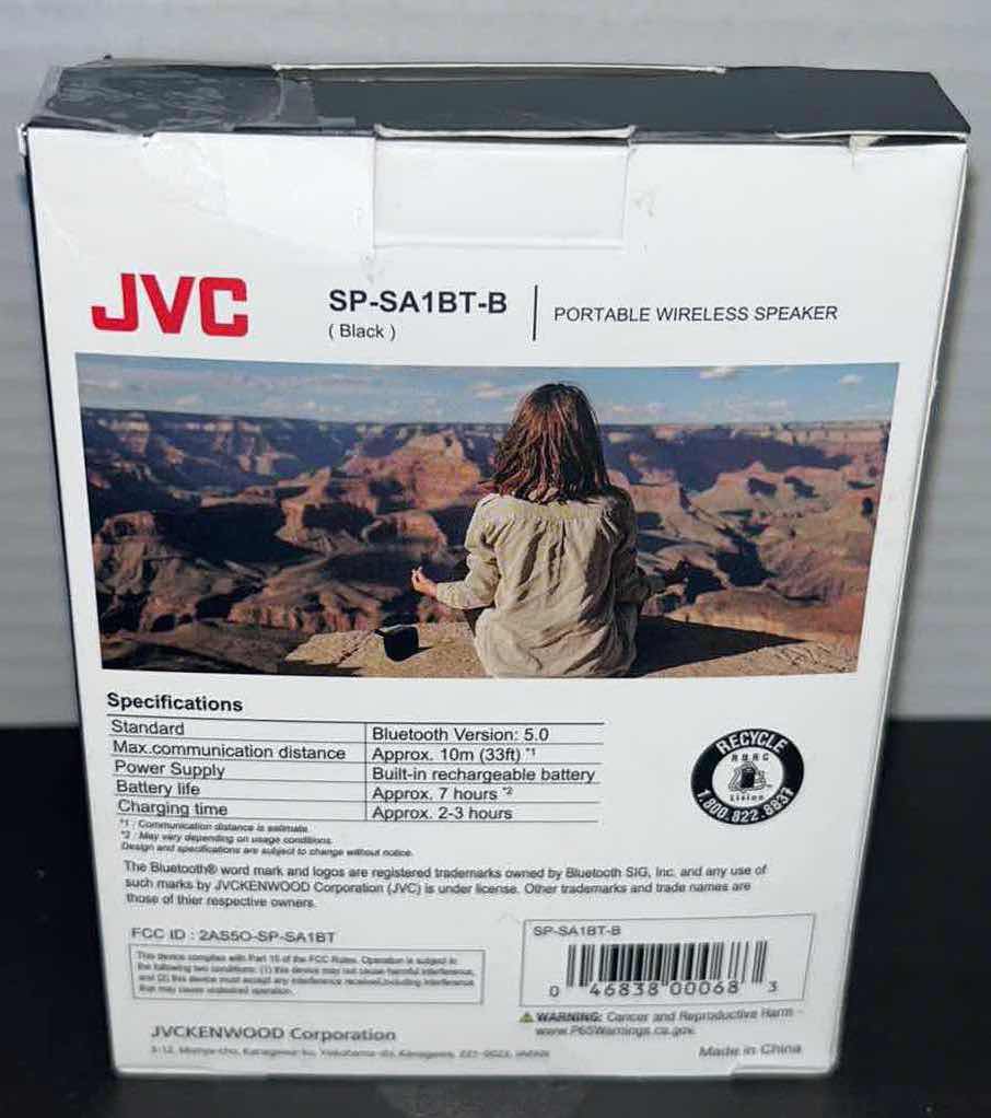 Photo 3 of NEW JVC PORTABLE WIRELESS SPEAKER, BLACK SP-SA1BT-B