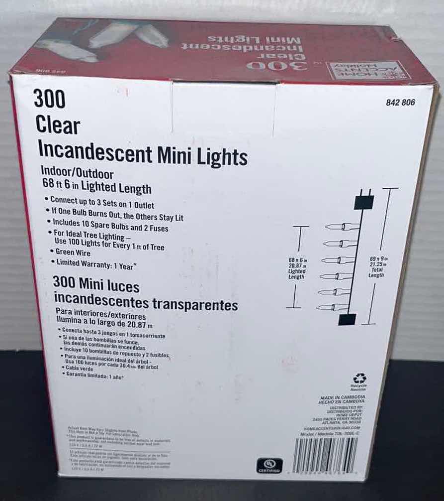 Photo 3 of NEW HOME ACCENTS HOLIDAY 300 CLEAR INCANDESCENT MINI LIGHTS #842806 (3)