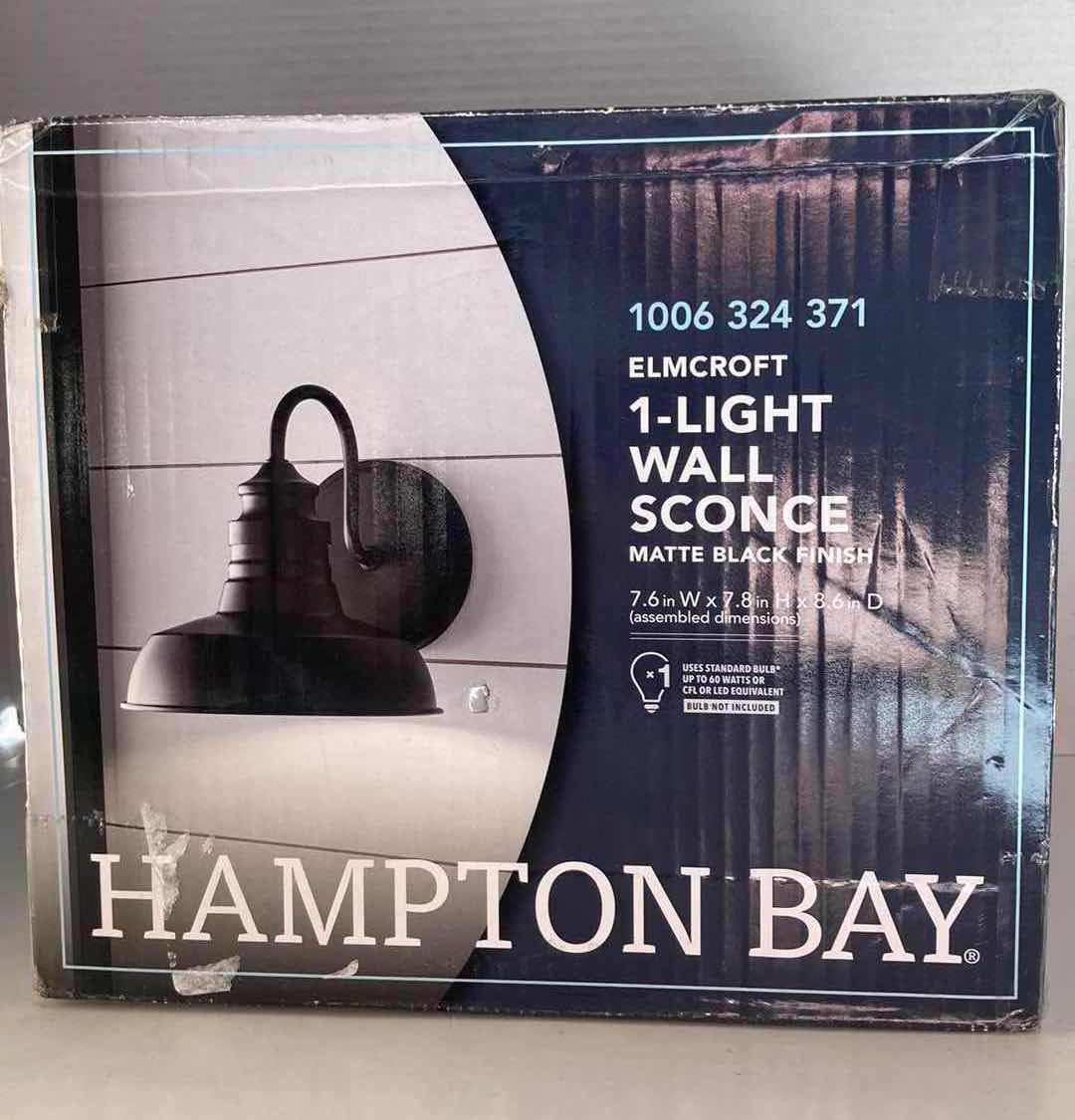 Photo 2 of NEW HAMPTON BAY ELMCROFT 1 LIGHT MATTE BLACK SCONCE MODEL 1006 324 371