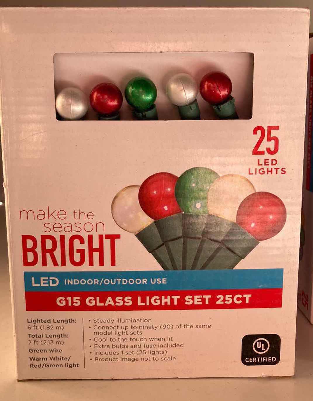 Photo 2 of MAKE THE SEASON BRIGHT LED G15 GLASS MULTICOLORED CHRISTMAS LIGHT SET 25CT (16 BOXES)