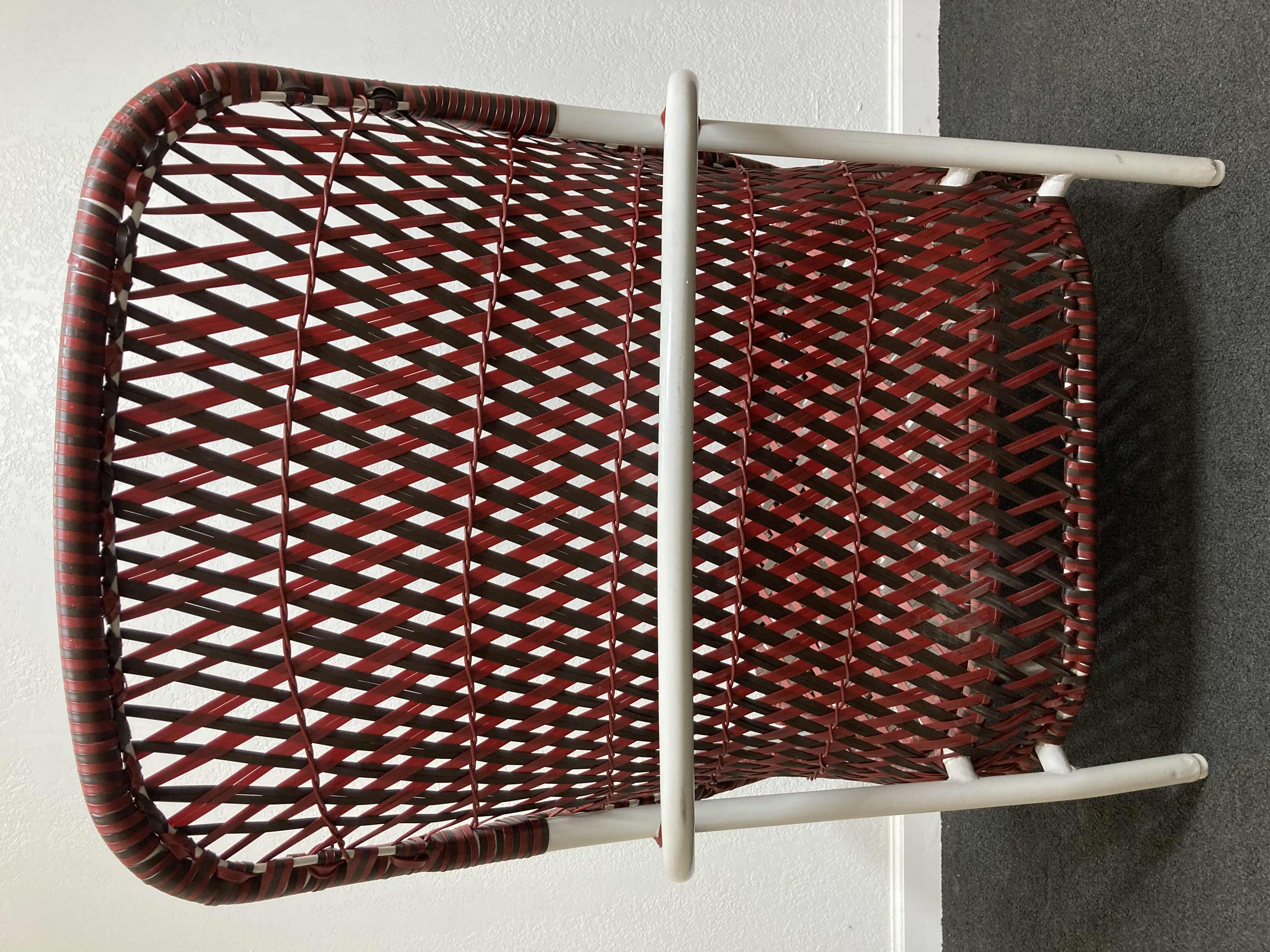Photo 4 of NEW WALTERS WICKER OVERSIZED ALL WEATHER WOVEN WICKER RUBY RED & MAHOGANY RED FINISH METAL WHITE FRAME LOUNGE CHAIR 31” X 33” H39”
