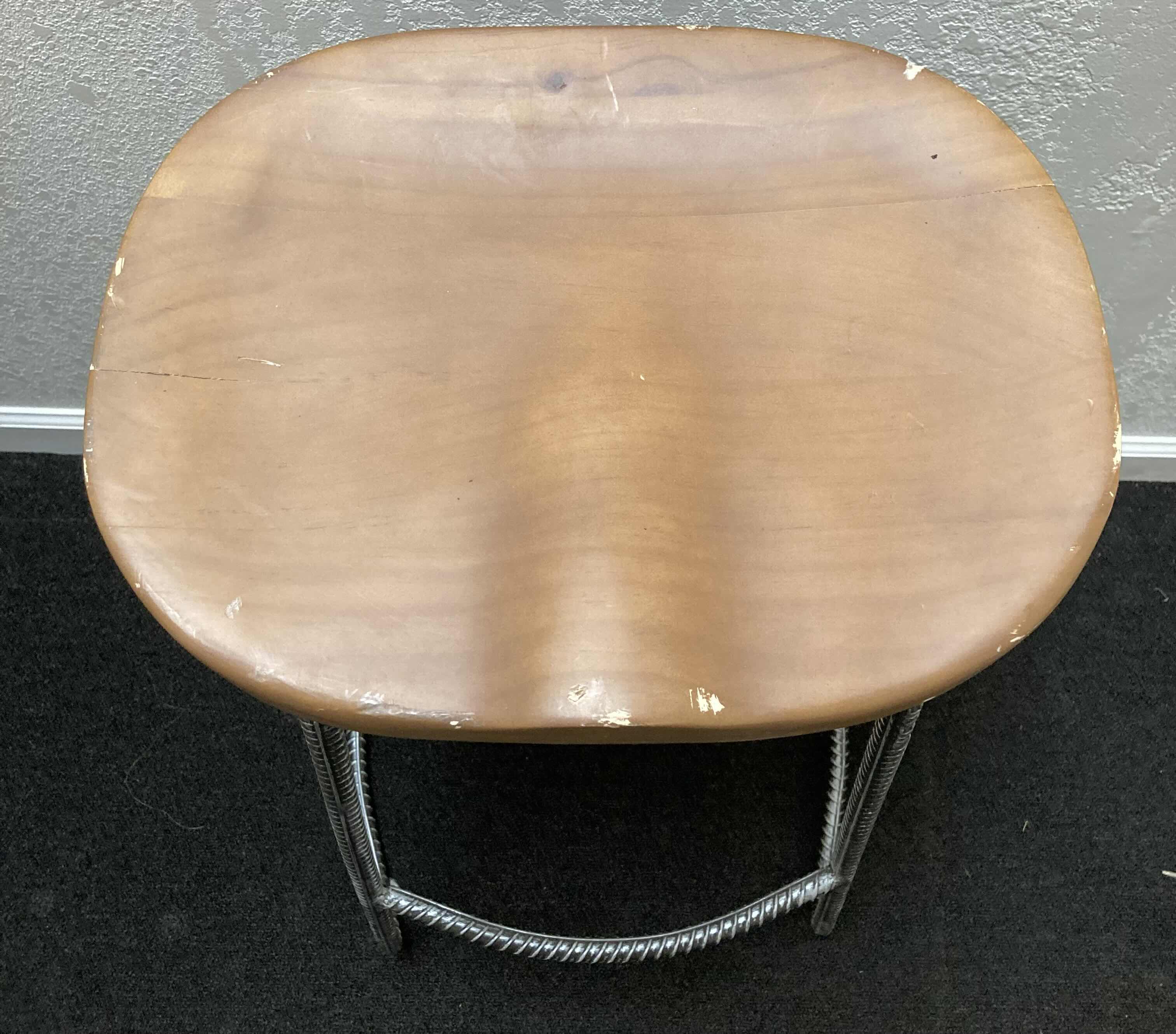 Photo 2 of INDUSTRY WEST RUSTIC WOOD TOP REBAR BASE BAR STOOL 16.5” X 12.5” H30”