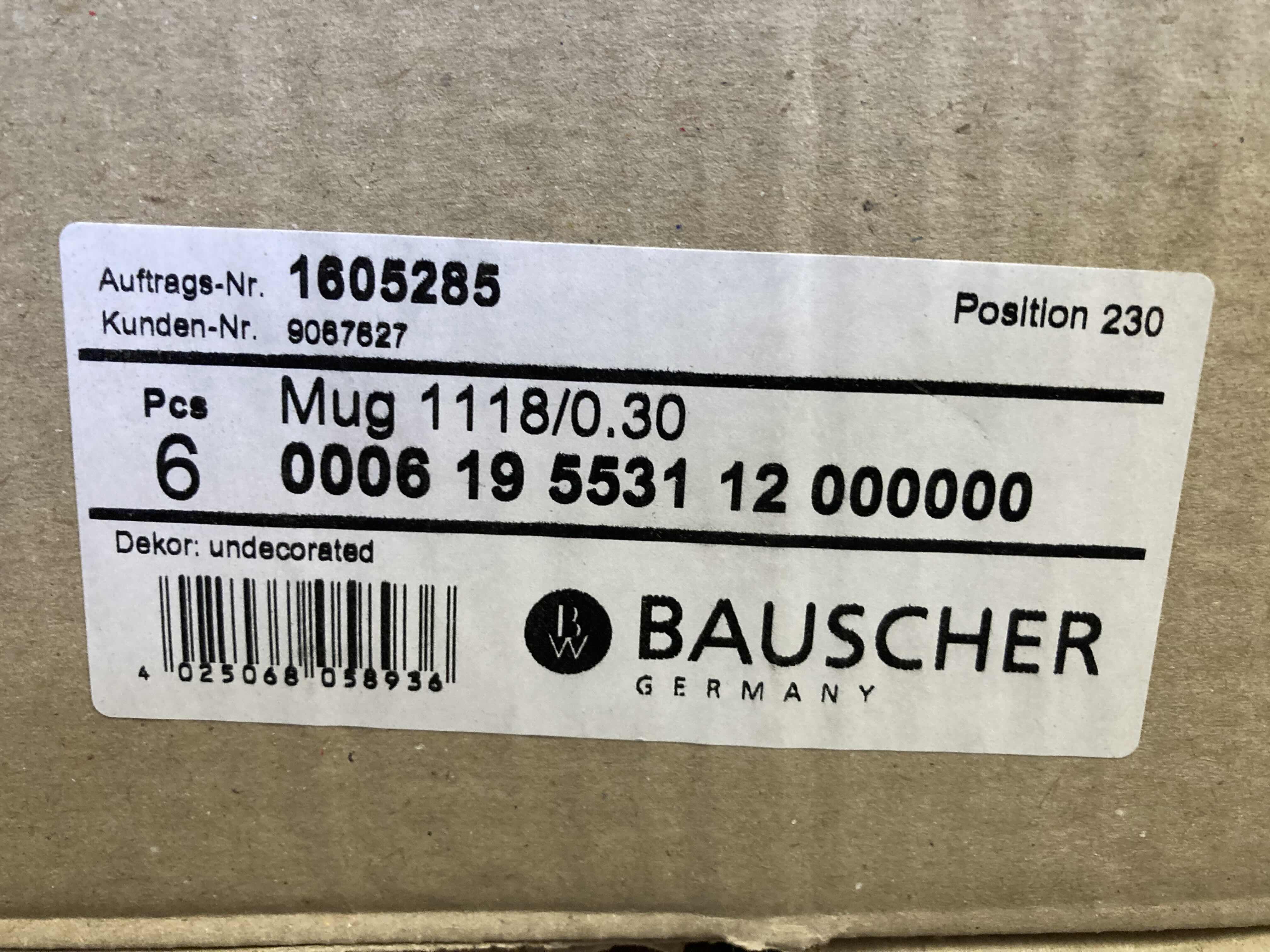 Photo 2 of NEW BAUSCHER HEPP WHITE PORCELAIN 10.1OZ COFFEE MUGS 11PACK