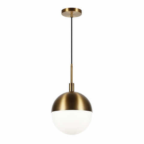 Photo 1 of HUDSON & CANAL ORB LARGE GLOBE BRASS FROSTED GLASS PENDANT 810325033337