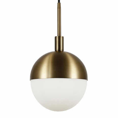 Photo 3 of HUDSON & CANAL ORB LARGE GLOBE BRASS FROSTED GLASS PENDANT 810325033337